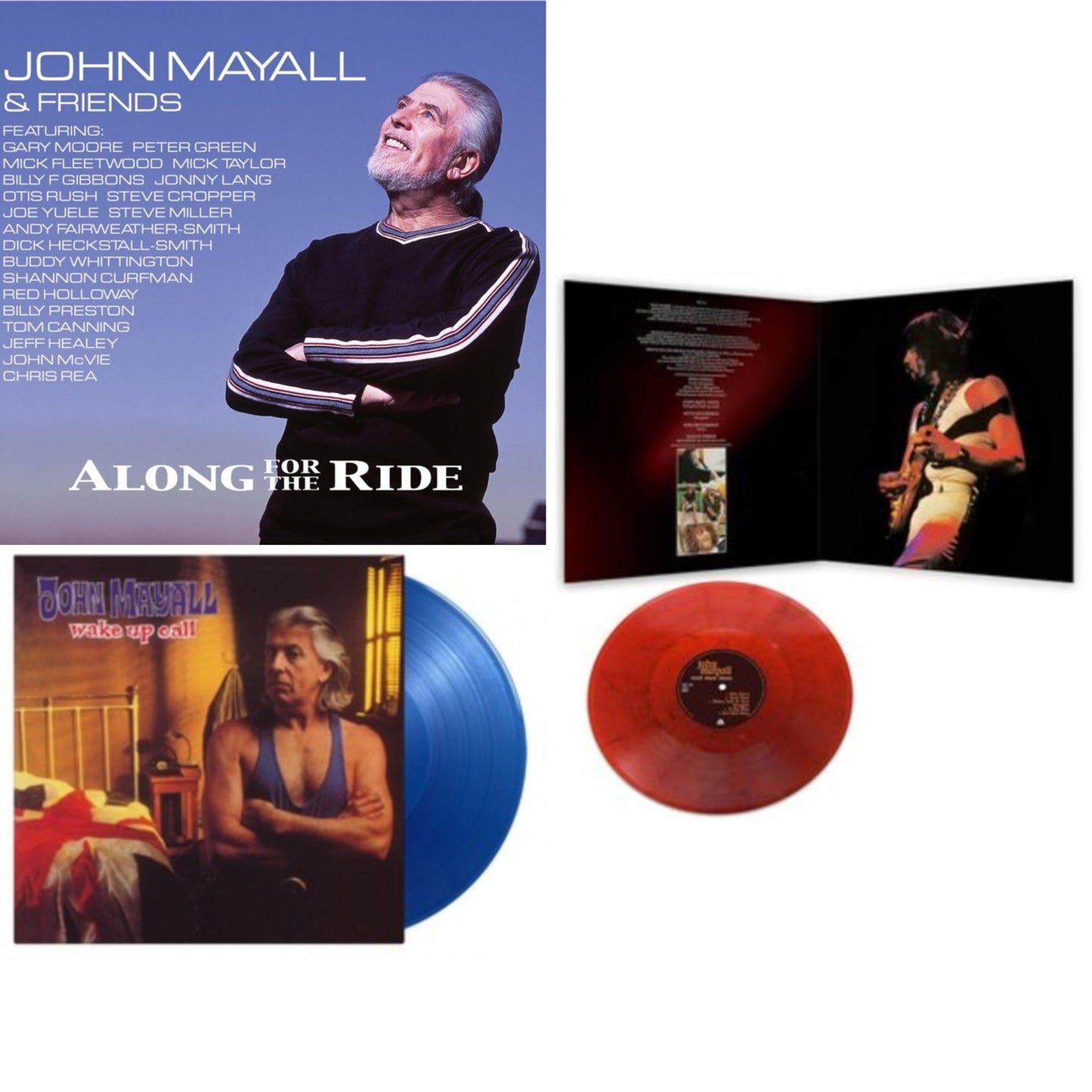 John Mayall - Along For The Ride (Limited/2LP/CD) & Wake Up Call (180G/Translcuent Blue LP Vinyl) & Road Show Blues (Red Marble LP Vinyl)