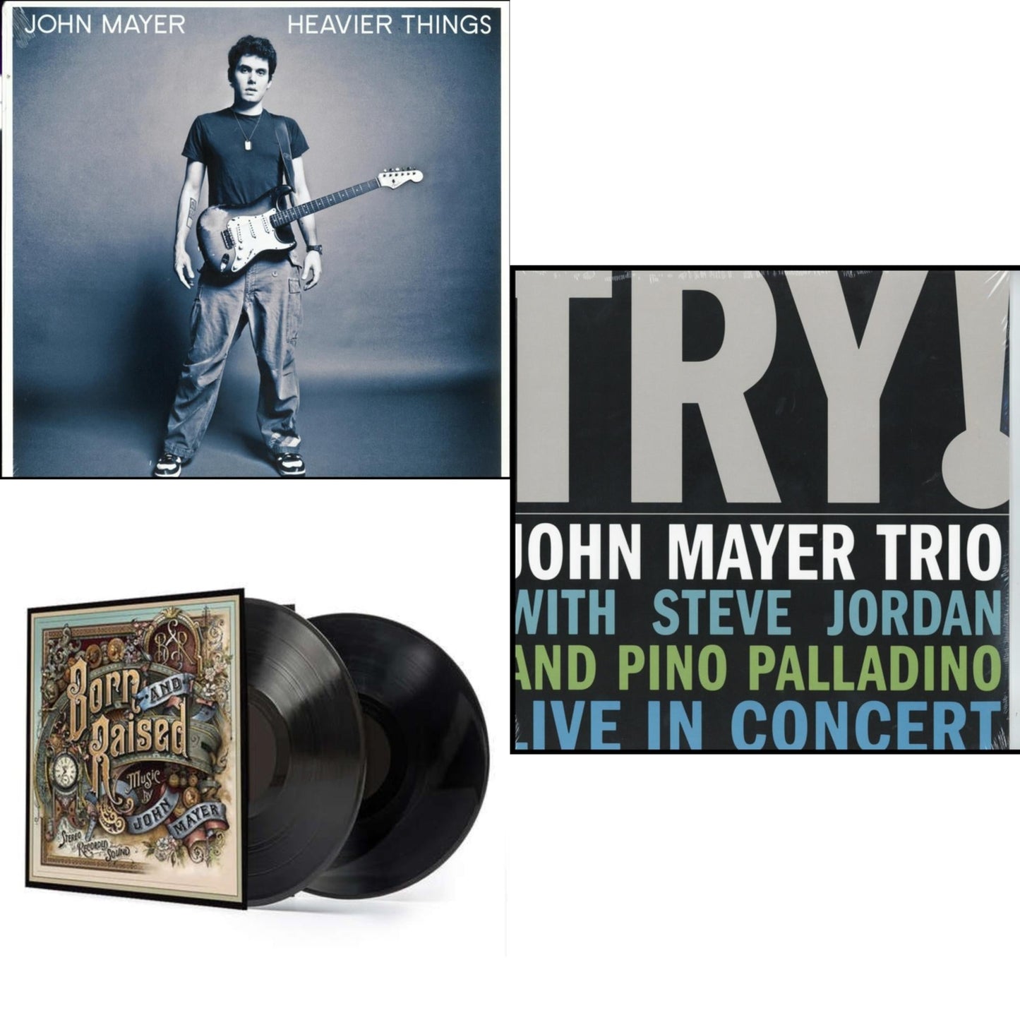 John Mayer - Try: Live In Concert & Born & Raised (2LP/CD/180G/Gatefold) & Heavier Things (180G)