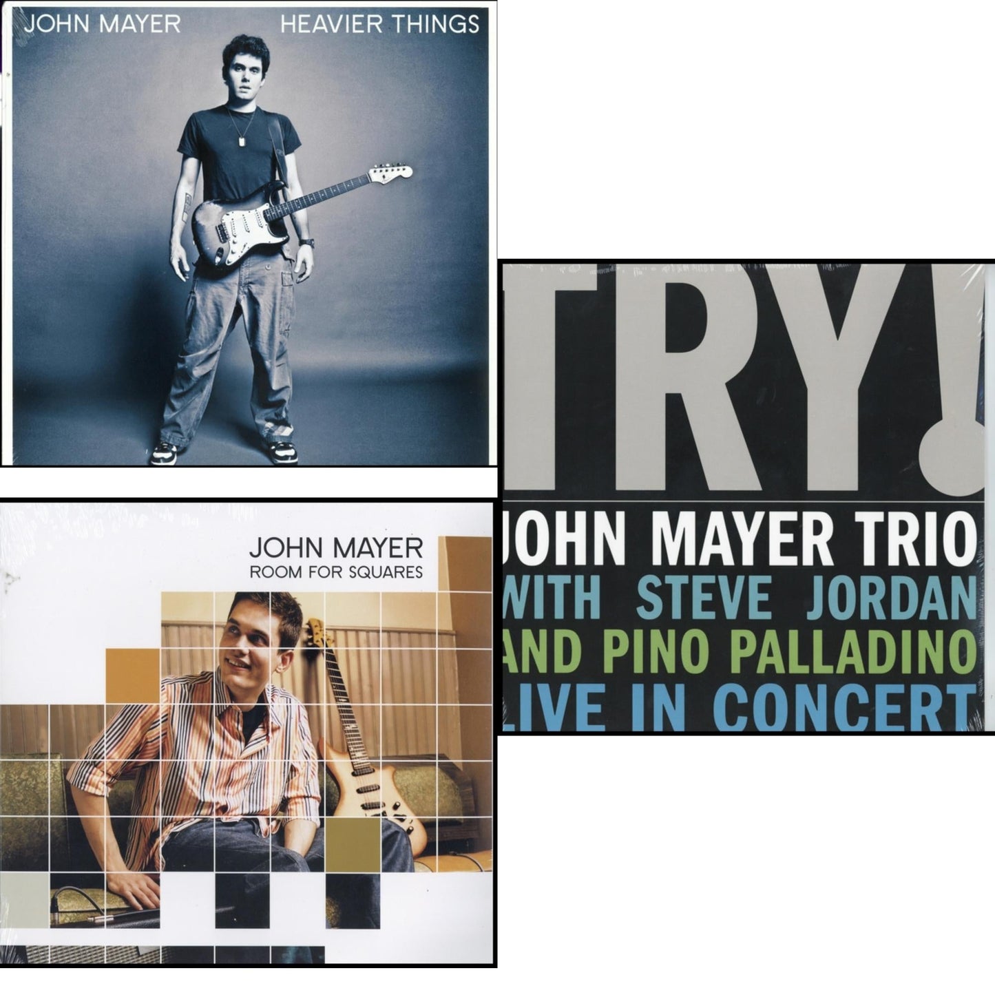 John Mayer - Room For Squares & Try: Live In Concert & Heavier Things (180G) - LP Vinyl Bundle