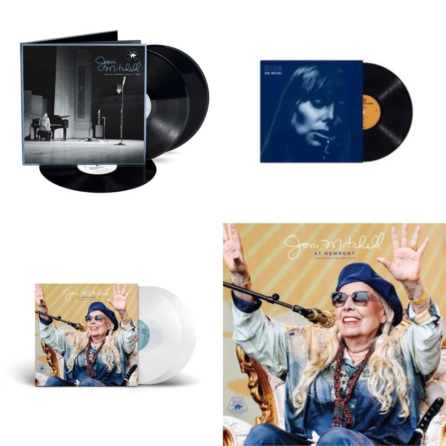 Joni Mitchell - At Newport (2LP/Clear Vinyl) & At Newport (2LP) & Blue & Live At Carnegie Hall 1969 (3LP)