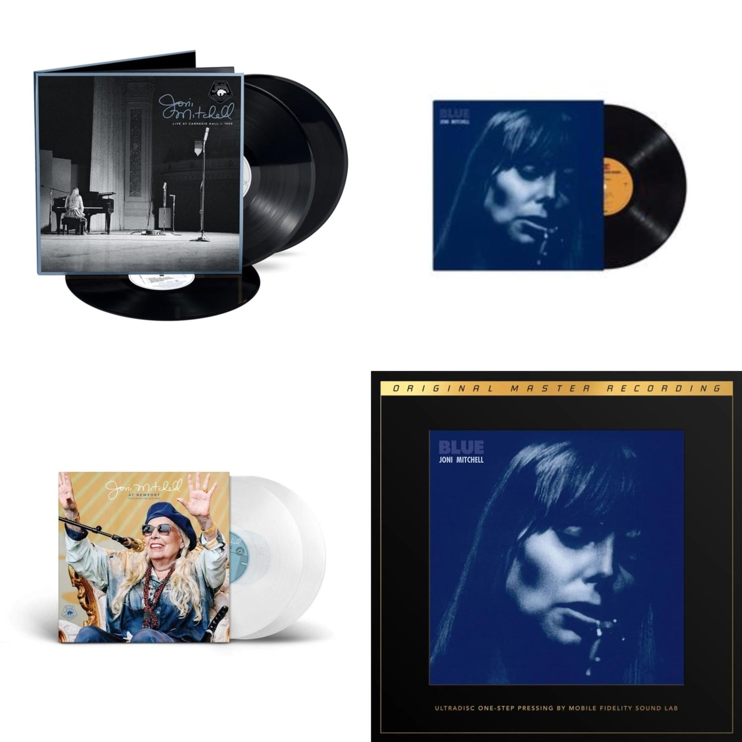 Joni Mitchell - At Newport (2LP/Clear Vinyl) & Blue & Live At Carnegie Hall 1969 (3LP) & Blue (2LP Box/180G/45RPM Supervinyl Ultradisc One-Step/Limited/Numbered)