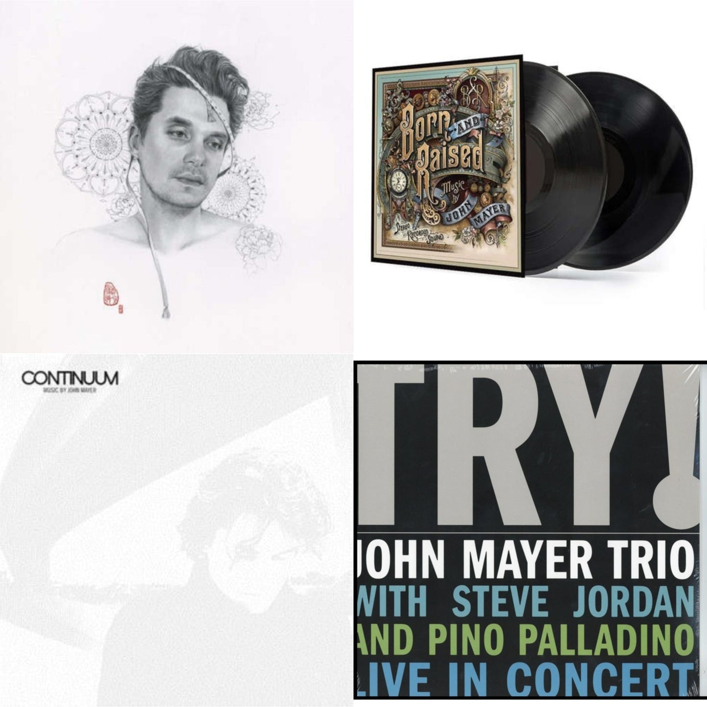 John Mayer - Try: Live In Concert & Born & Raised (2LP/CD/180G/Gatefold) & Continuum (180G) & Search For Everything (2LP/180G/Dl Code)