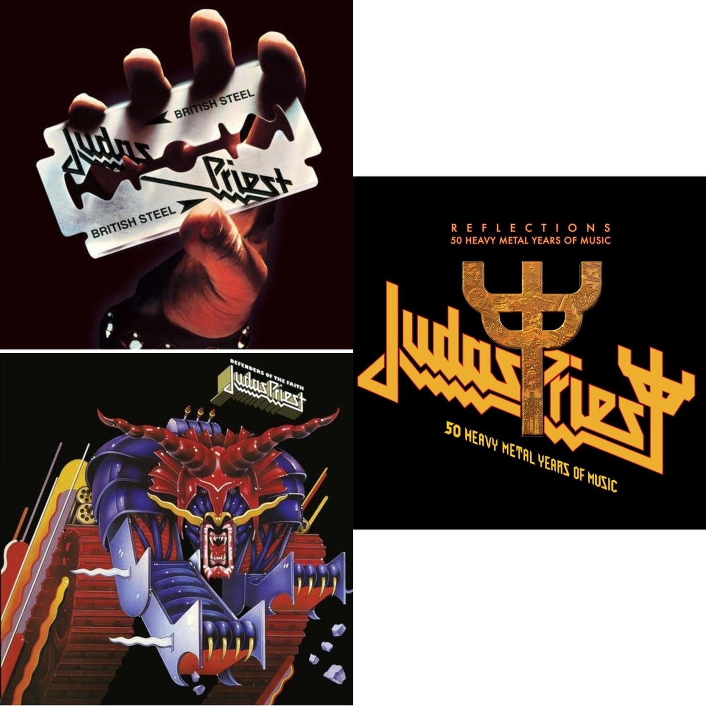 Judas Priest - Reflections - 50 Heavy Metal Years Of Music (2LP/180G/Red Vinyl) & Defenders Of The Faith (180G/Dl Code) & British Steel (180G)(Dl Code)