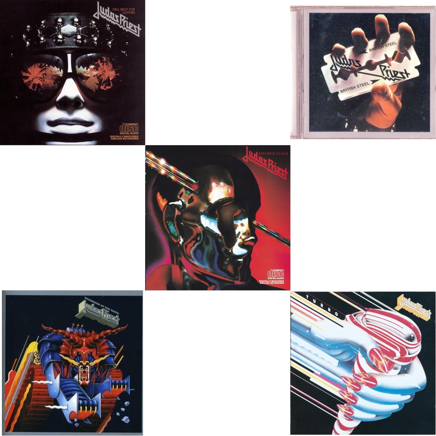 Judas Priest - Defenders Of The Faith & British Steel & Stained Class & Turbo & Hell Bent For Leather - CD Bundle