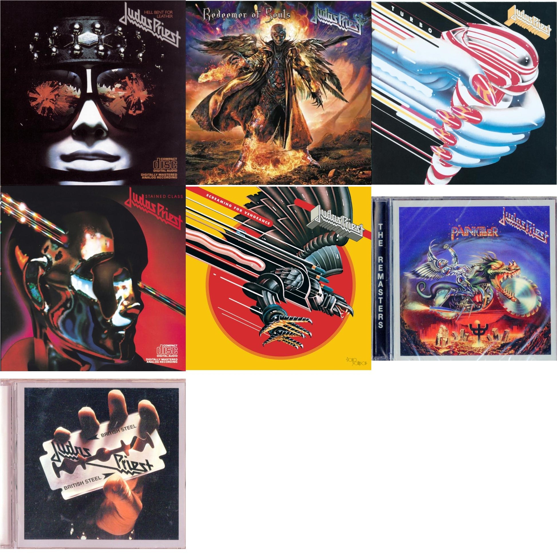 Judas Priest - British Steel & Painkiller & Stained Class & Turbo & Hell Bent For Leather & Screaming For Vengeance & Redeemer Of Souls - CD Bundle