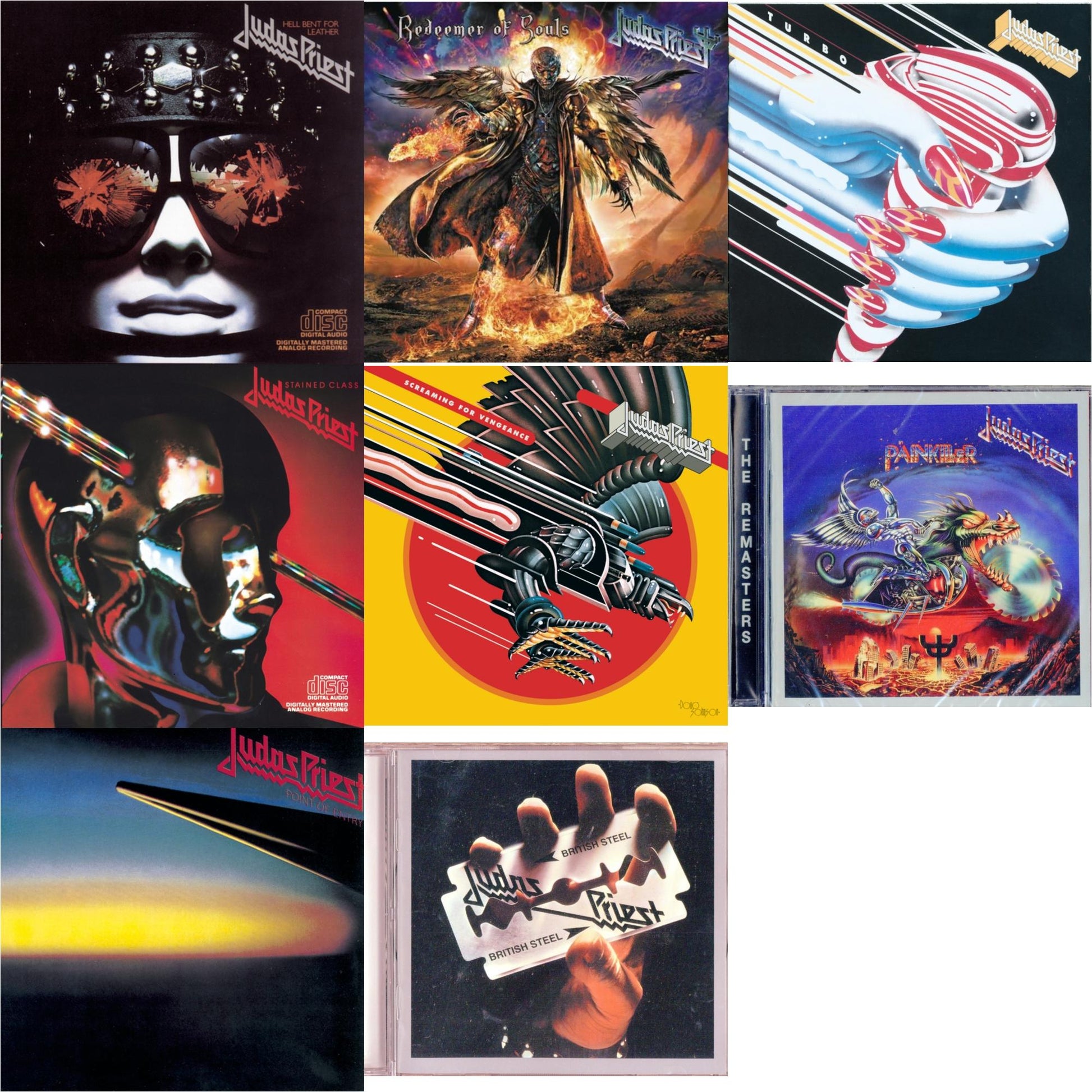 Judas Priest - British Steel & Painkiller & Stained Class & Turbo & Hell Bent For Leather & Point Of Entry & Screaming For Vengeance & Redeemer Of Souls - CD Bundle