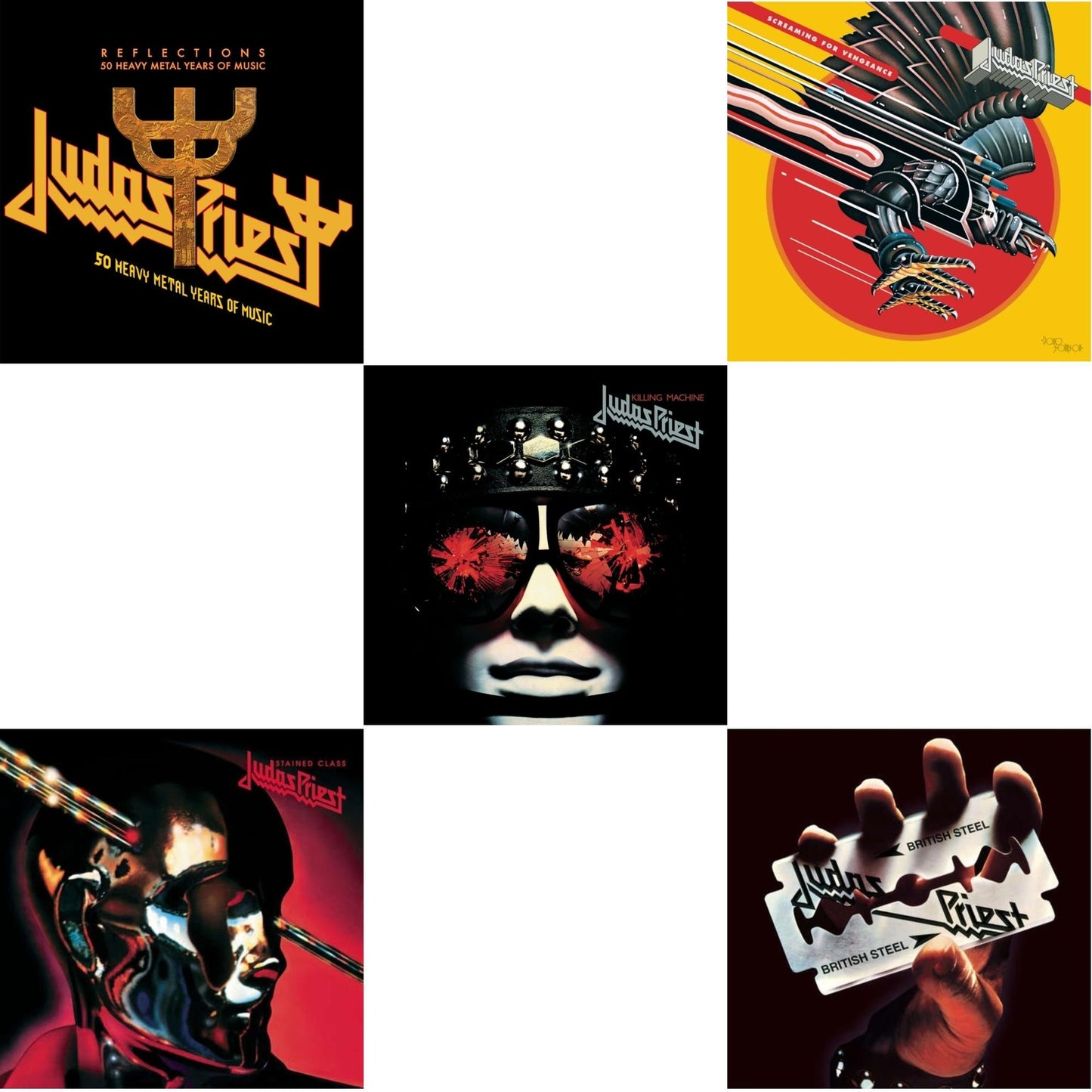 Judas Priest - Reflections - 50 Heavy Metal Years Of Music (2LP/180G/Red Vinyl) & Stained Class (180G/Dl Card) & Killing Machine (180G/Dl Card) & Screaming For Vengeance (180G/Dl Card) & British Steel (180G)(Dl Code)