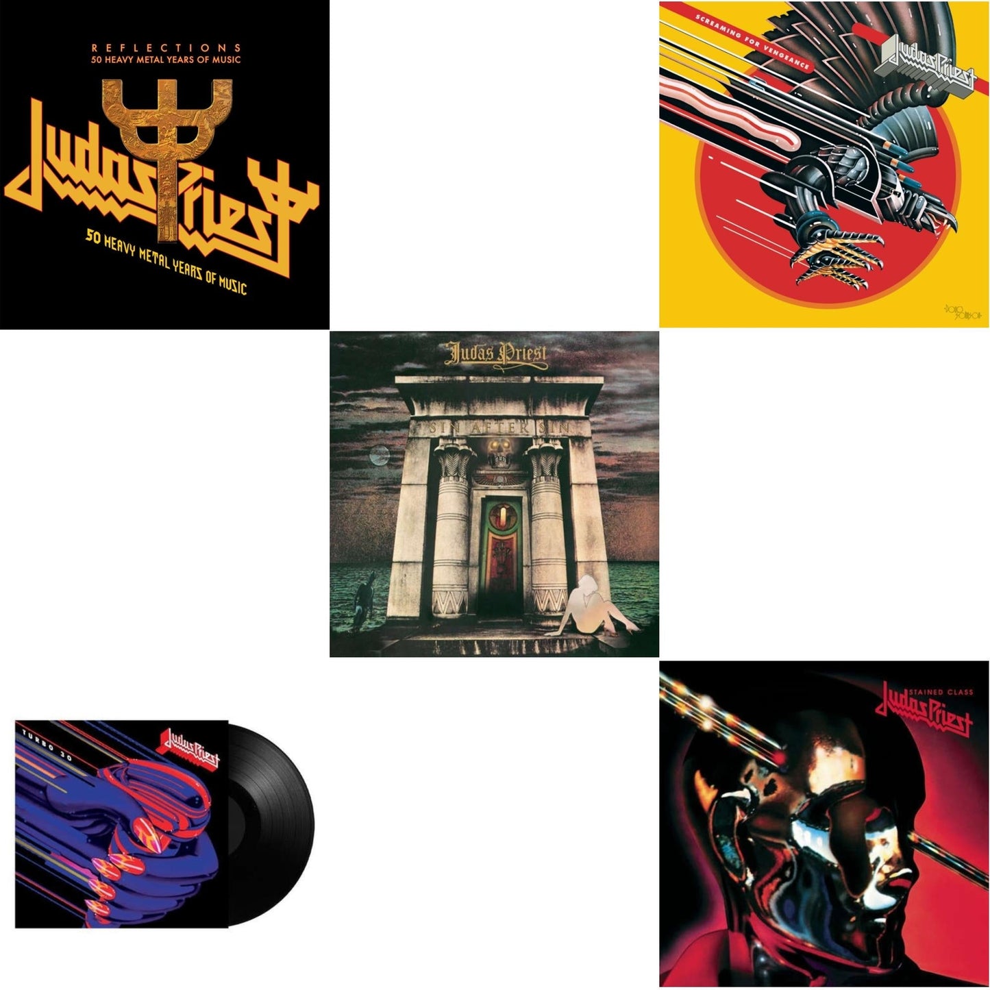 Judas Priest - Reflections - 50 Heavy Metal Years Of Music (2LP/180G/Red Vinyl) & Turbo 30 (150G) & Sin After Sin (180G/Dl Card) & Stained Class (180G/Dl Card) & Screaming For Vengeance (180G/Dl Card)