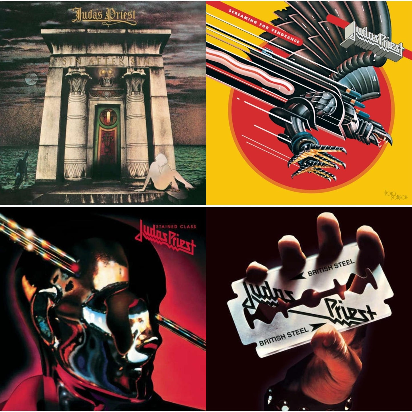 Judas Priest - Sin After Sin (180G/Dl Card) & Stained Class (180G/Dl Card) & Screaming For Vengeance (180G/Dl Card) & British Steel (180G)(Dl Code) - LP Vinyl Bundle