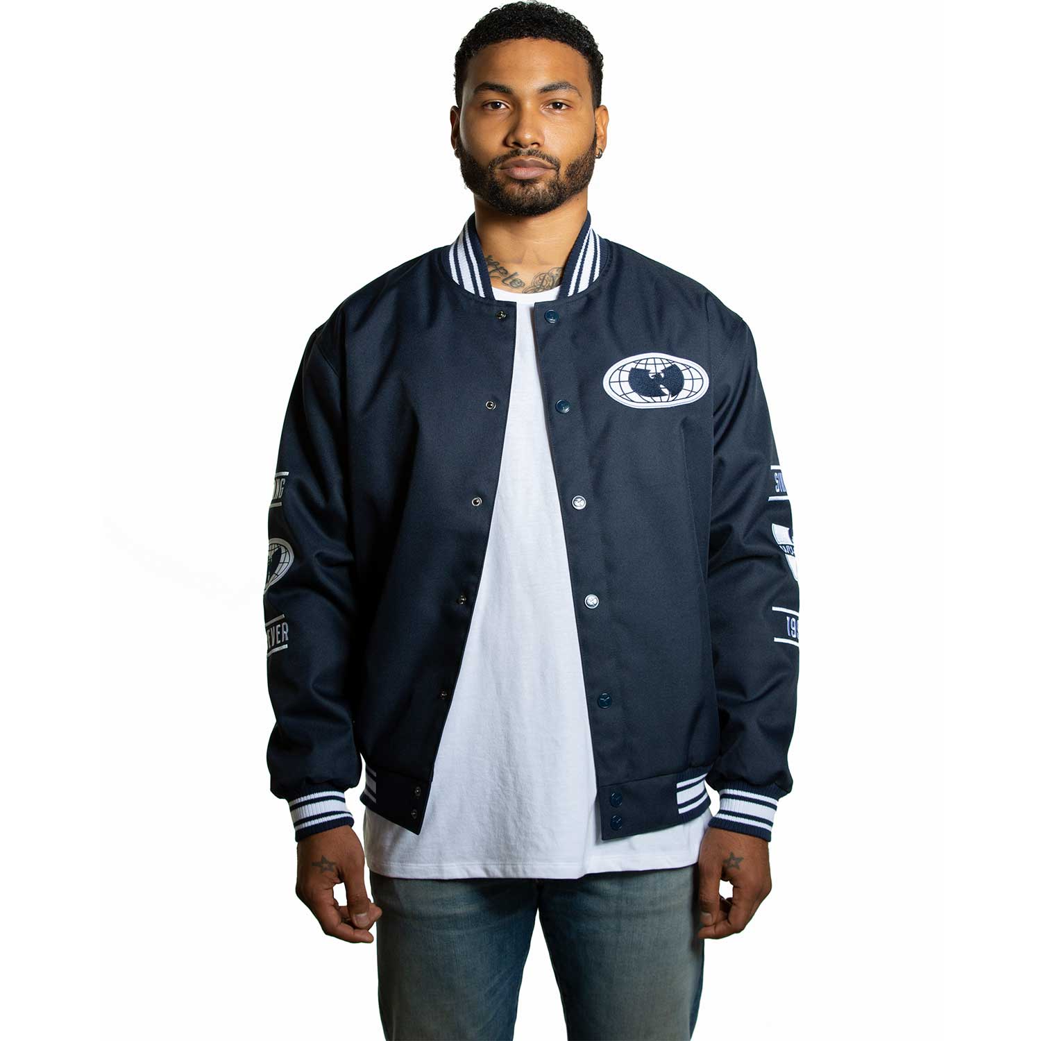 Wu-Tang Clan All-City Jacket Navy and White Officially Licensed