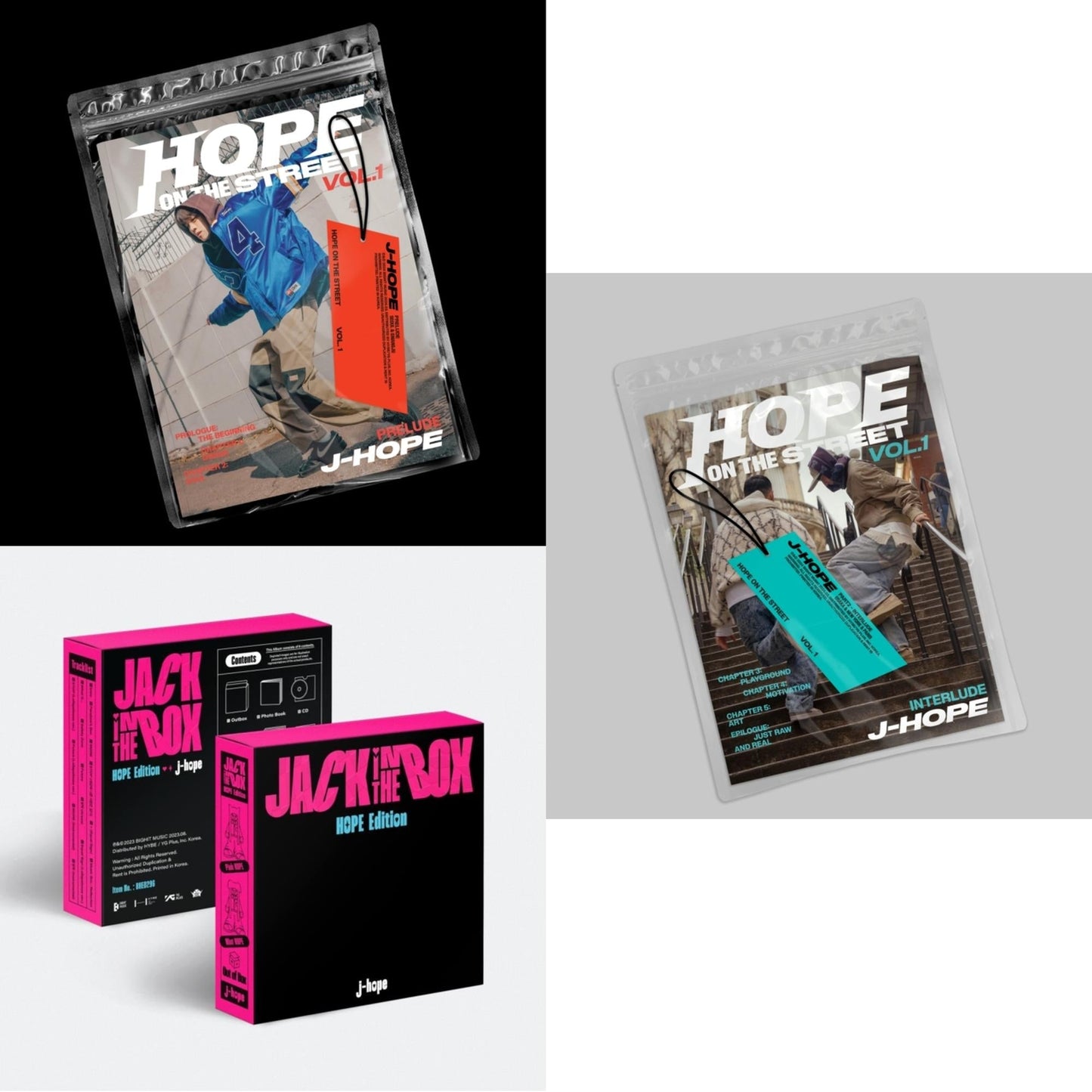 J-Hope (Bts) - Jack In The Box (Hope Edition) & Hope On The Street Vol.1 (Ver.1 Prelude) & Hope On The Street Vol.1 (Ver.2 Interlude) - CD Bundle