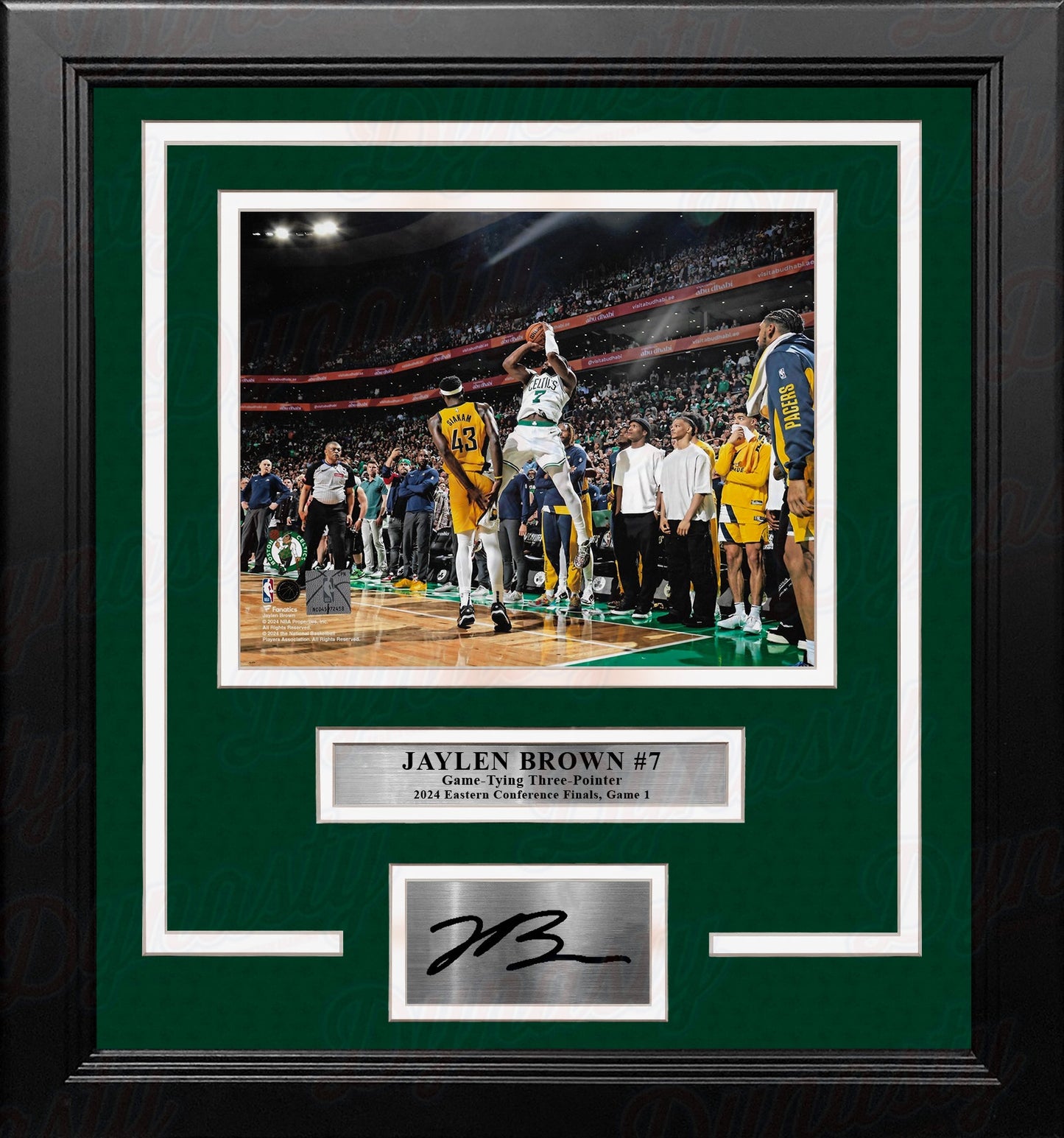 Jaylen Brown Game-Tying 3-Pointer Boston Celtics 8" x 10" Framed 2024 Photo with Engraved Autograph
