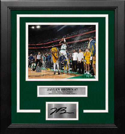Jaylen Brown Game-Tying 3-Pointer Boston Celtics 8" x 10" Framed 2024 Photo with Engraved Autograph