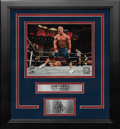 John Cena Celebrating in the Ring 8" x 10" Framed WWE Wrestling Photo with Engraved Autograph