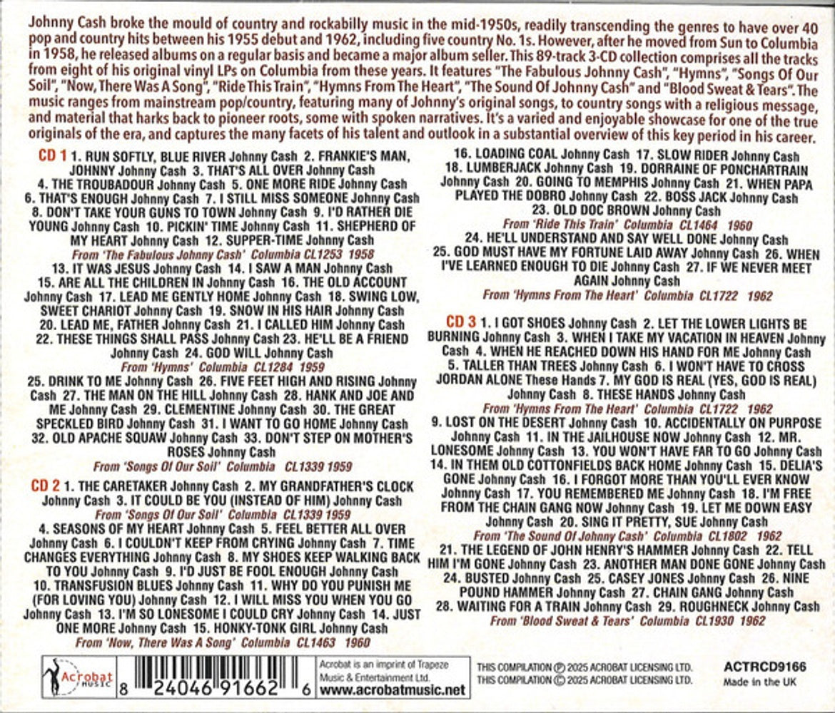 Johnny Cash – Complete Columbia Albums 1958-62 (3-CD)