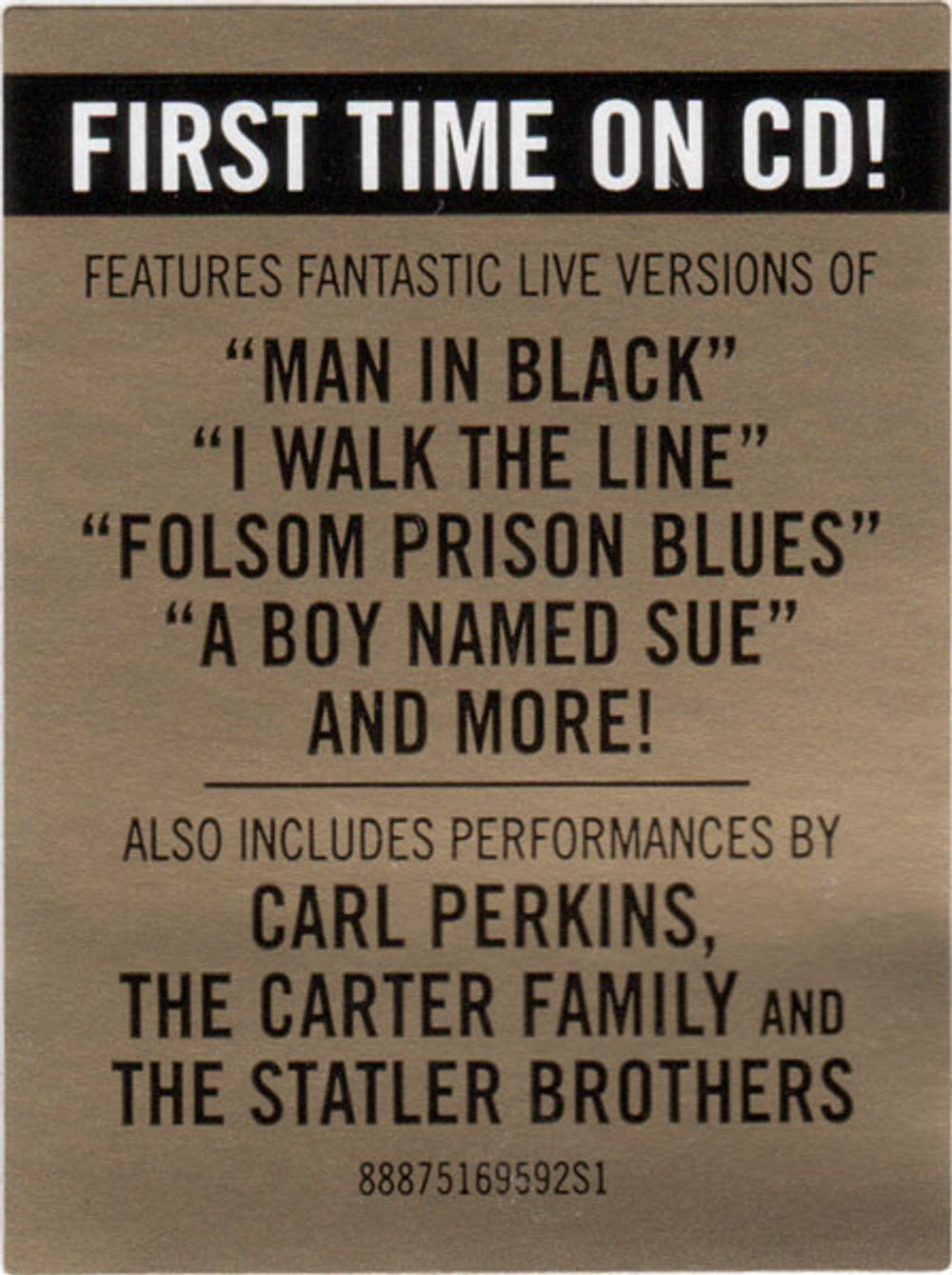 Johnny Cash – Man in Black: Live in Demark 1971 Music CD