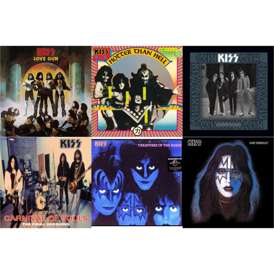 Kiss - Love Gun (Tangerine/Aqua Splatter LP Vinyl) & Hotter Than Hell & Dressed To Kill & Carnival Of Souls & Creatures Of Night & Ace Frehley