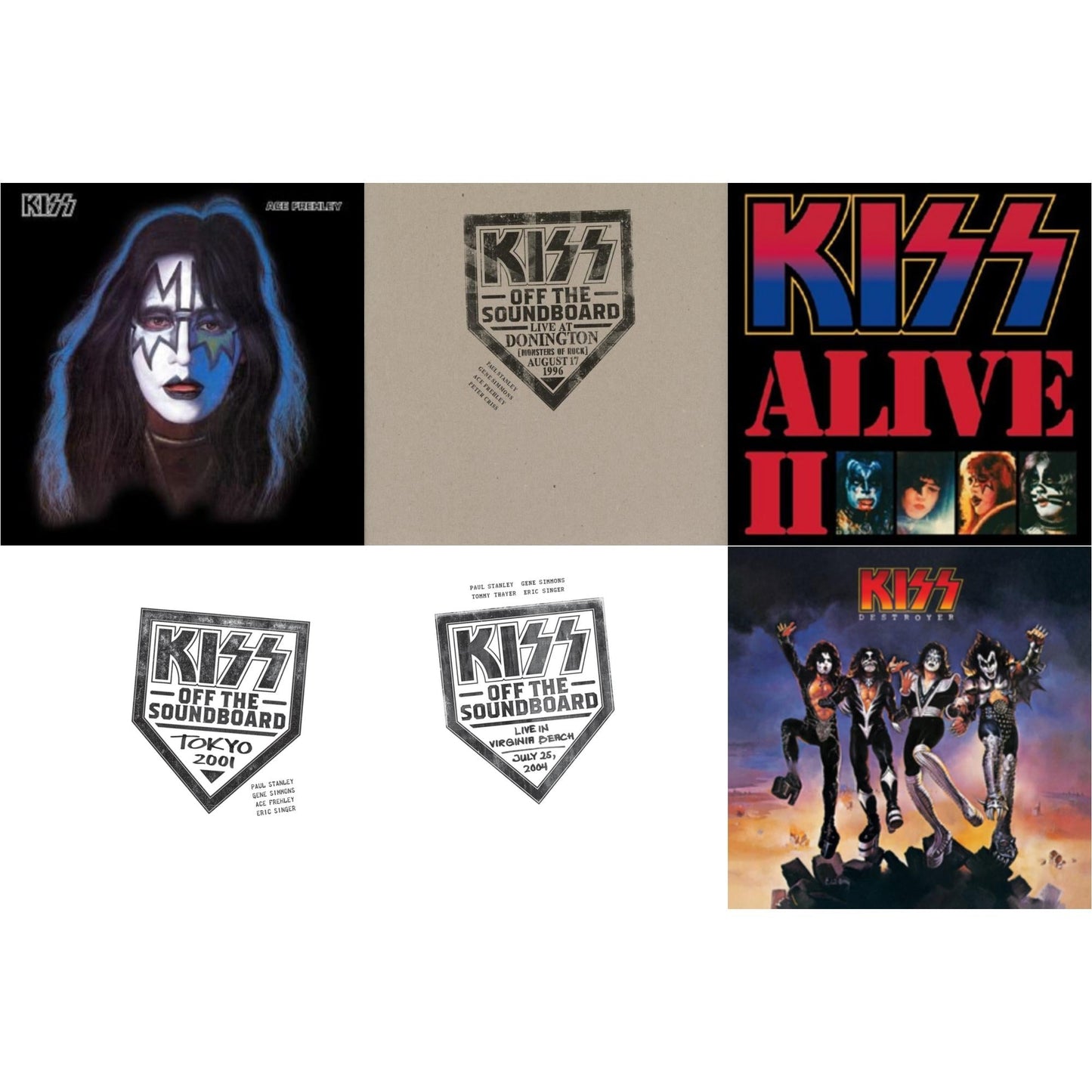 Kiss - Kiss Off The Soundboard: Tokyo 2001 (3LP) & Kiss Off The Soundboard: Live In Virginia Beach (3LP) & Kiss Off The Soundboard: Donington 1996 (Live) (3LP) & Destroyer & Alive Ii & Ace Frehley