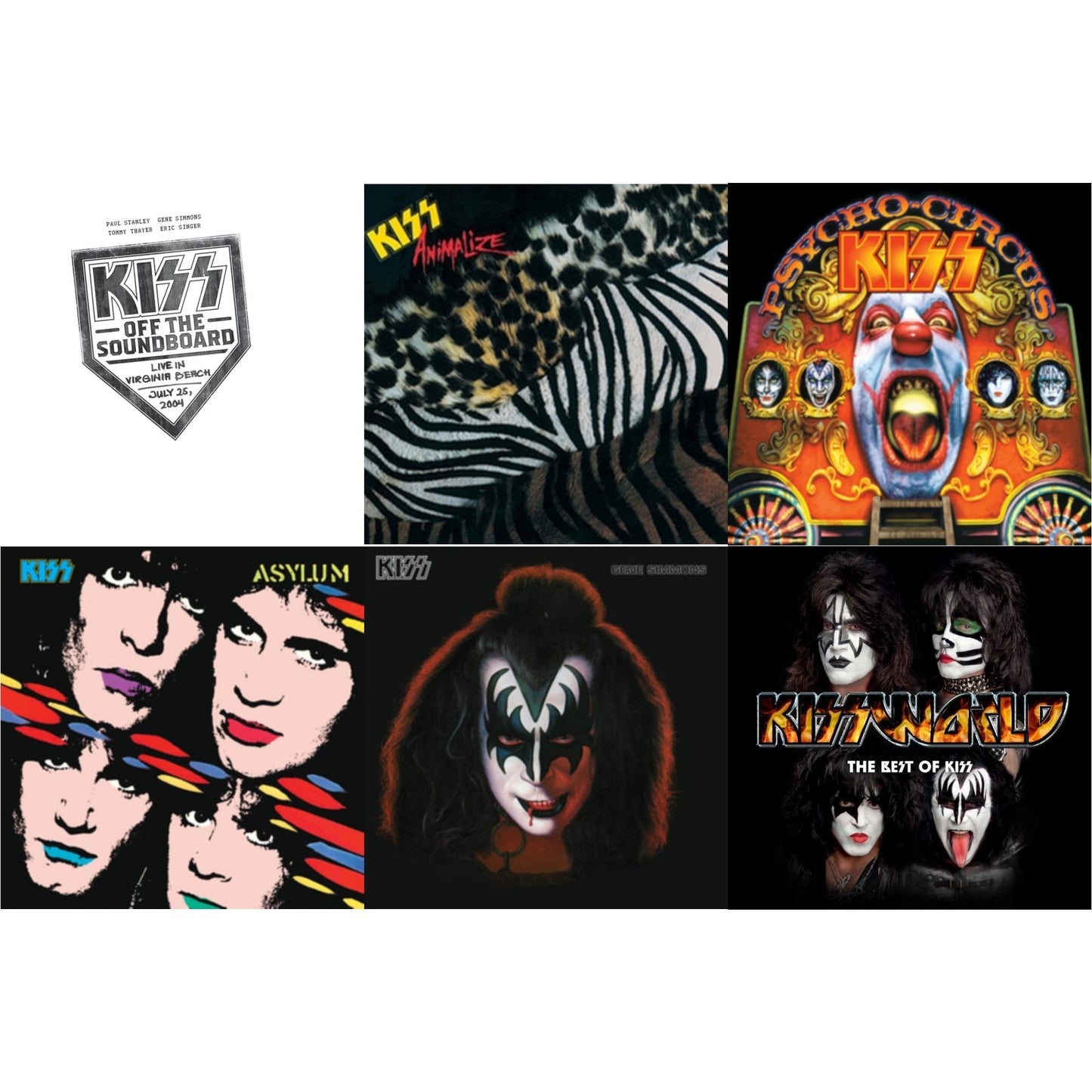 Kiss - Kiss Off The Soundboard: Live In Virginia Beach (3LP) & Animalize & Psycho Circus & Asylum & Gene Simmons & Kissworld - The Best Of Kiss (2 LP)