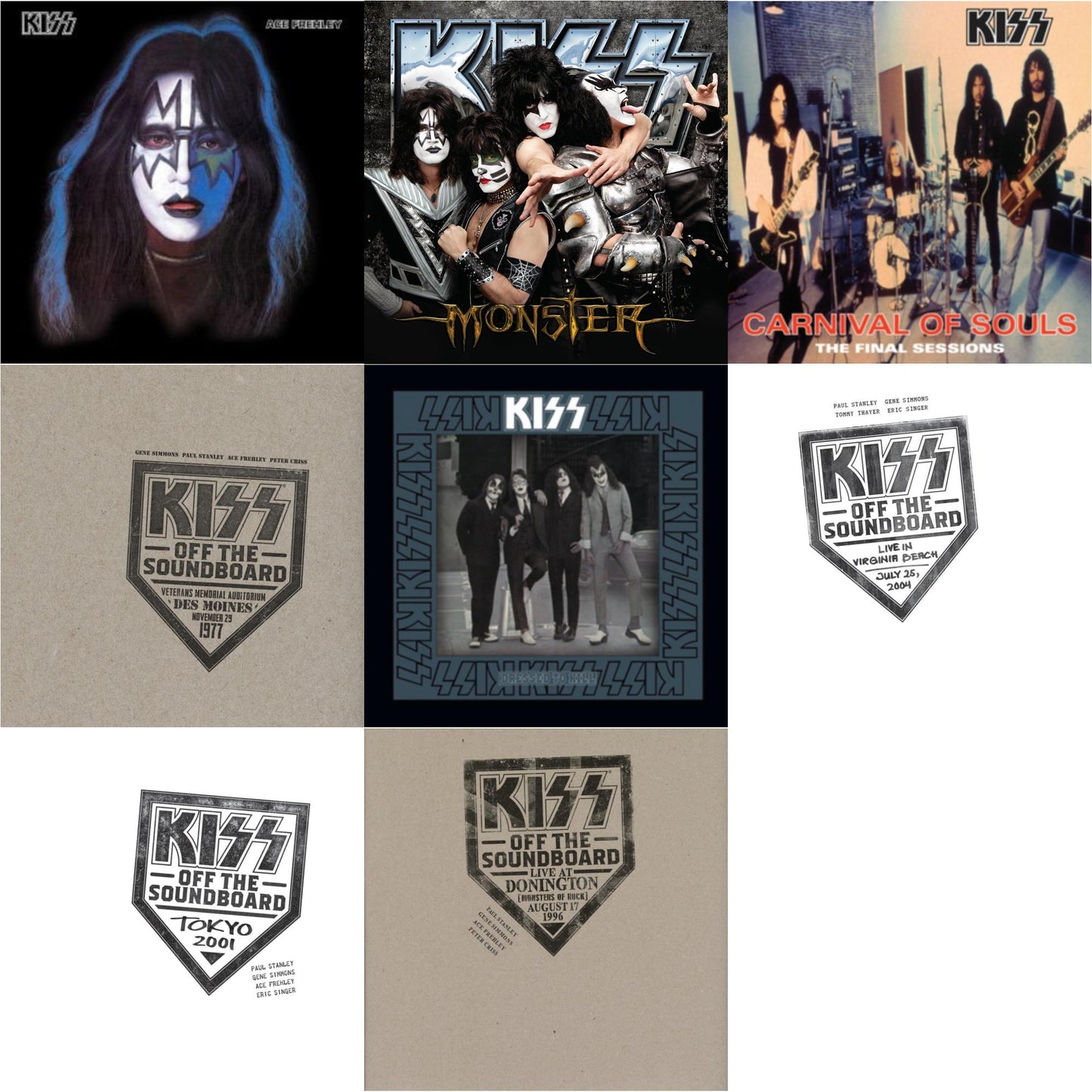 Kiss - Ace Frehley & Monster & Carnival Of Souls & Kiss Off The Soundboard: Live In Des Moines (2LP) & Dressed To Kill & Kiss Off The Soundboard: Live In Virginia Beach (3LP) & Kiss Off The Soundboard: Tokyo 2001 (3LP) & Kiss Off The Soundboard: