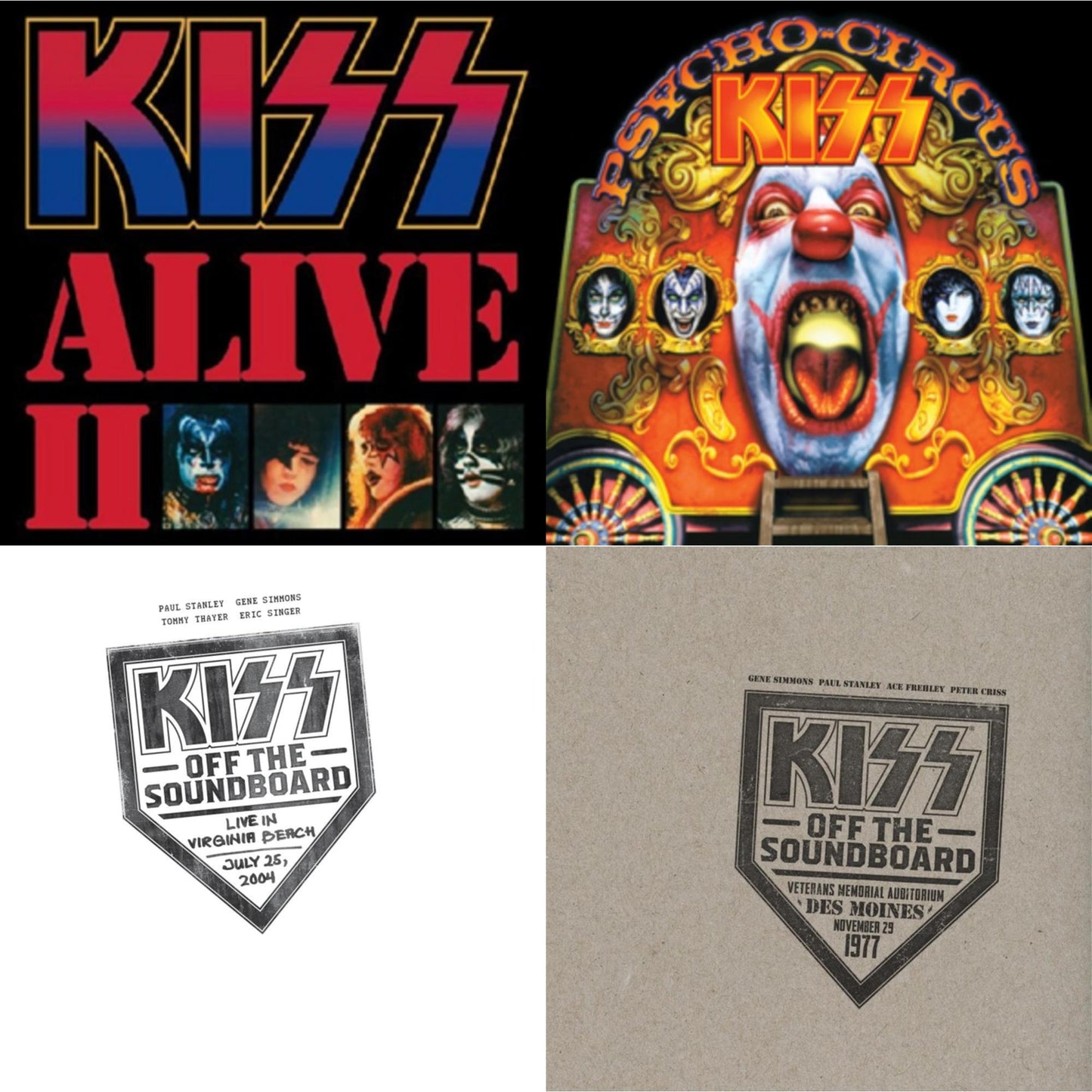 Kiss - Kiss Off The Soundboard: Live In Virginia Beach (3LP) & Kiss Off The Soundboard: Live In Des Moines (2LP) & Psycho Circus & Alive Ii