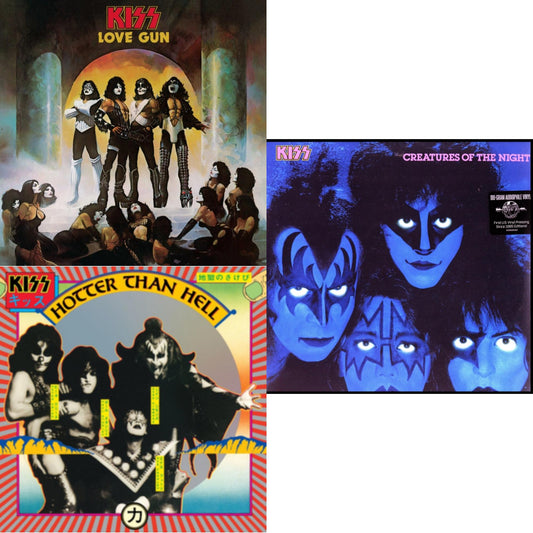 Kiss - Love Gun (Tangerine/Aqua Splatter LP Vinyl) & Hotter Than Hell & Creatures Of Night