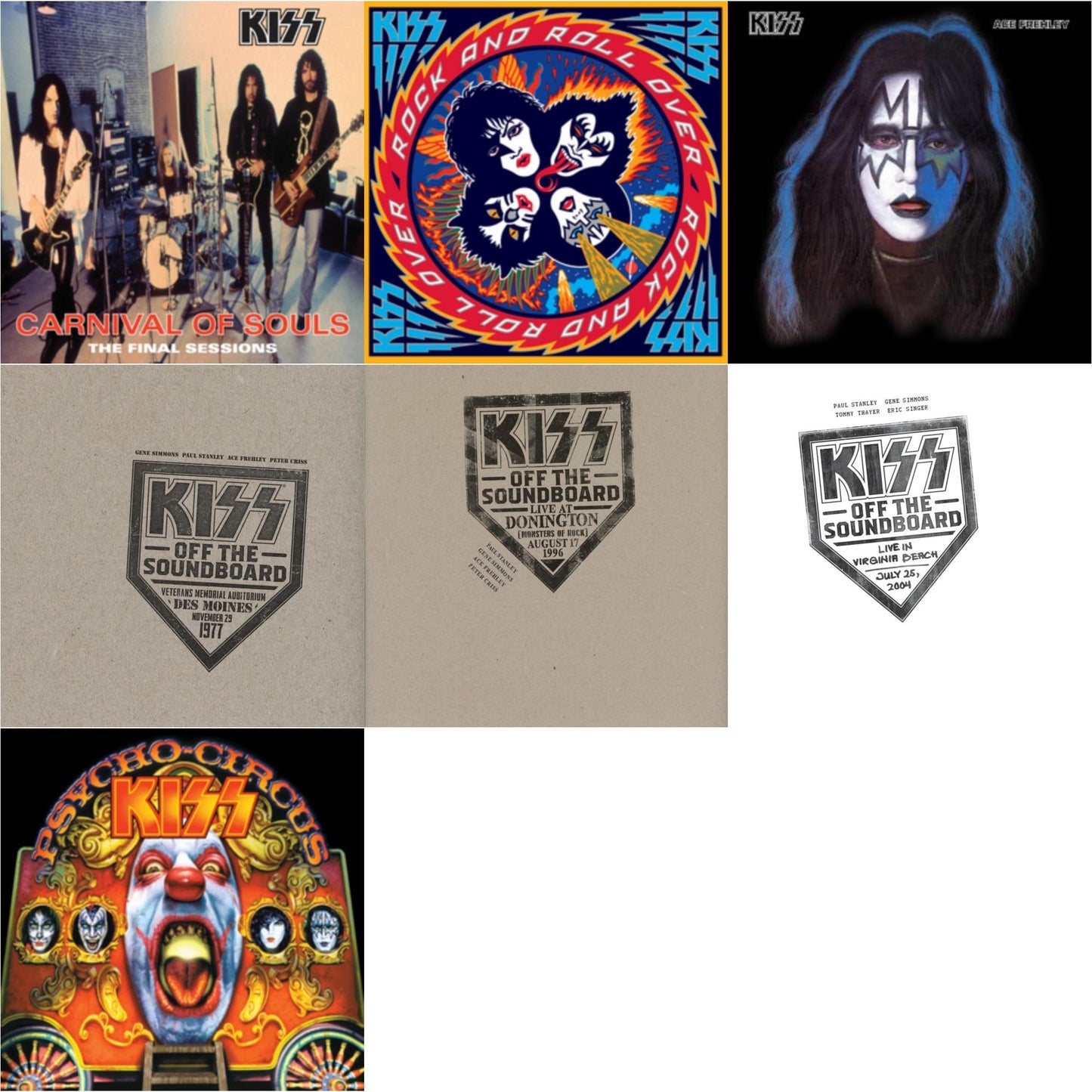 Kiss - Kiss Off The Soundboard: Live In Virginia Beach (3LP) & Kiss Off The Soundboard: Donington 1996 (Live) (3LP) & Kiss Off The Soundboard: Live In Des Moines (2LP) & Psycho Circus & Carnival Of Souls & Rock & Roll Over & Ace Frehley