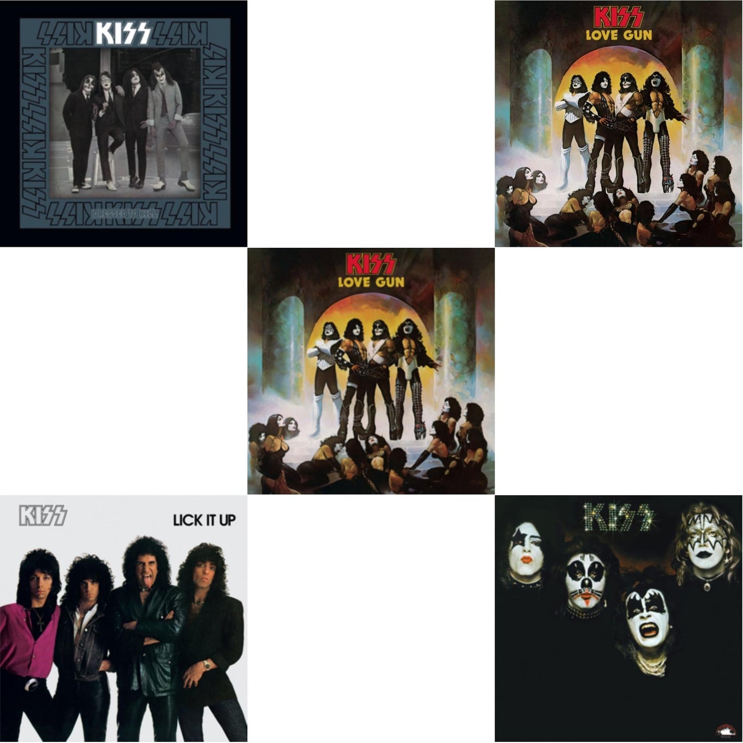 Kiss - Love Gun (Tangerine/Aqua Splatter LP Vinyl) & Kiss & Lick It Up & Dressed To Kill & Love Gun