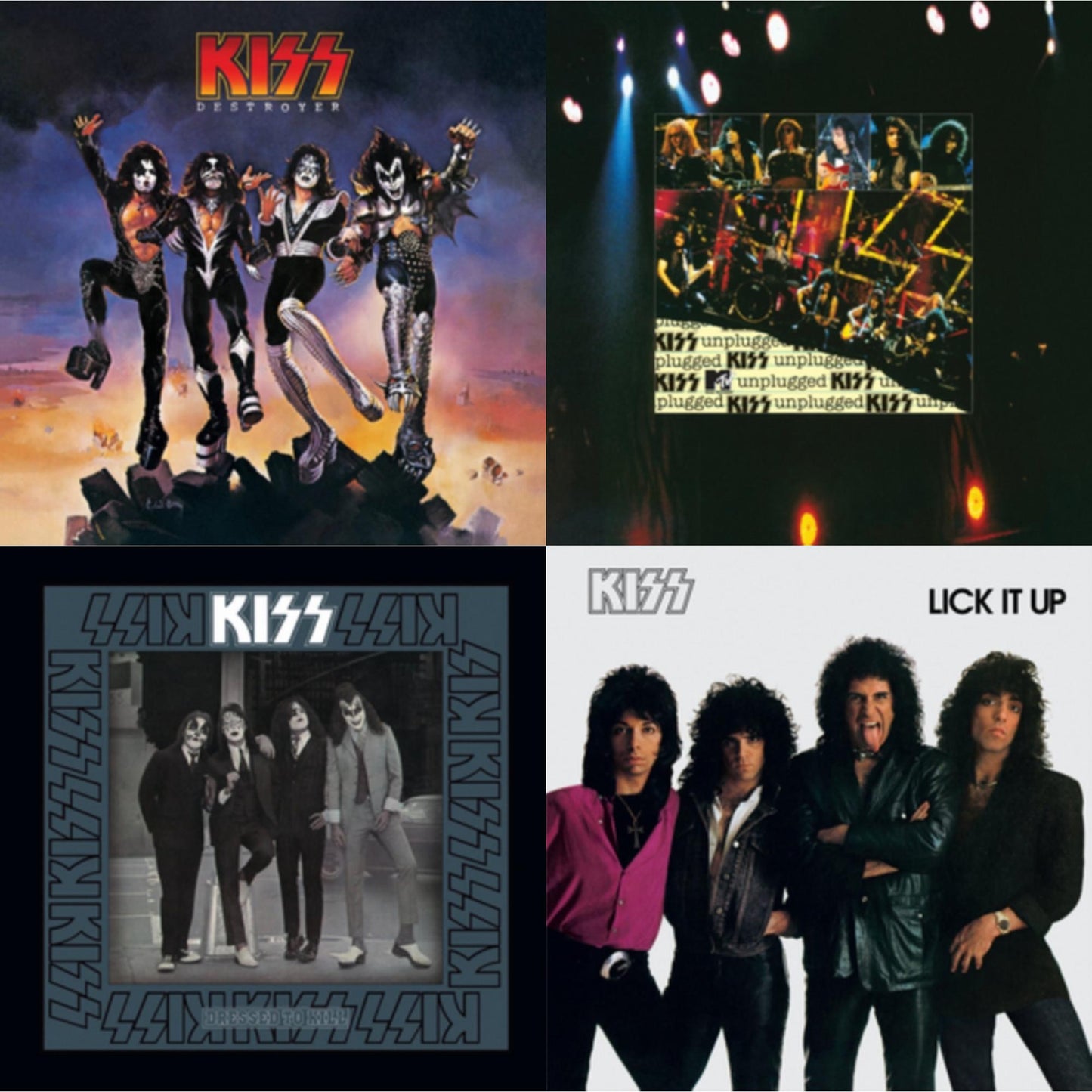 Kiss - Destroyer & Lick It Up & Dressed To Kill & Mtv Unplugged - LP Vinyl Bundle