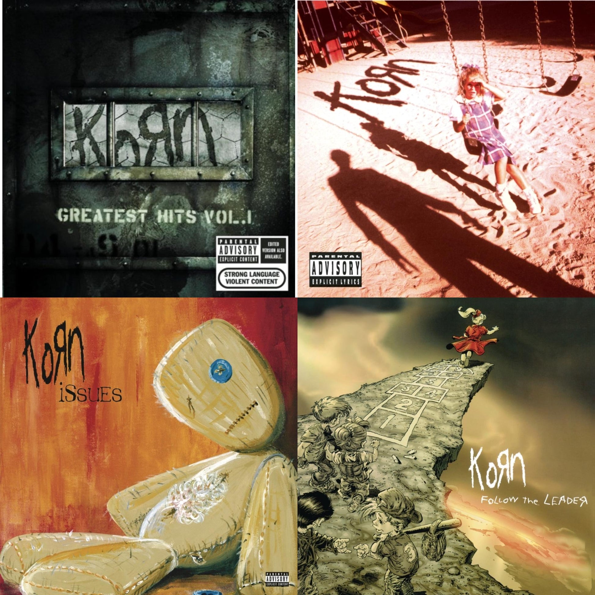 Korn - Greatest Hits Vol.1 & Korn (Explicit) & Issues (Explicit) & Follow The Leader - CD Bundle