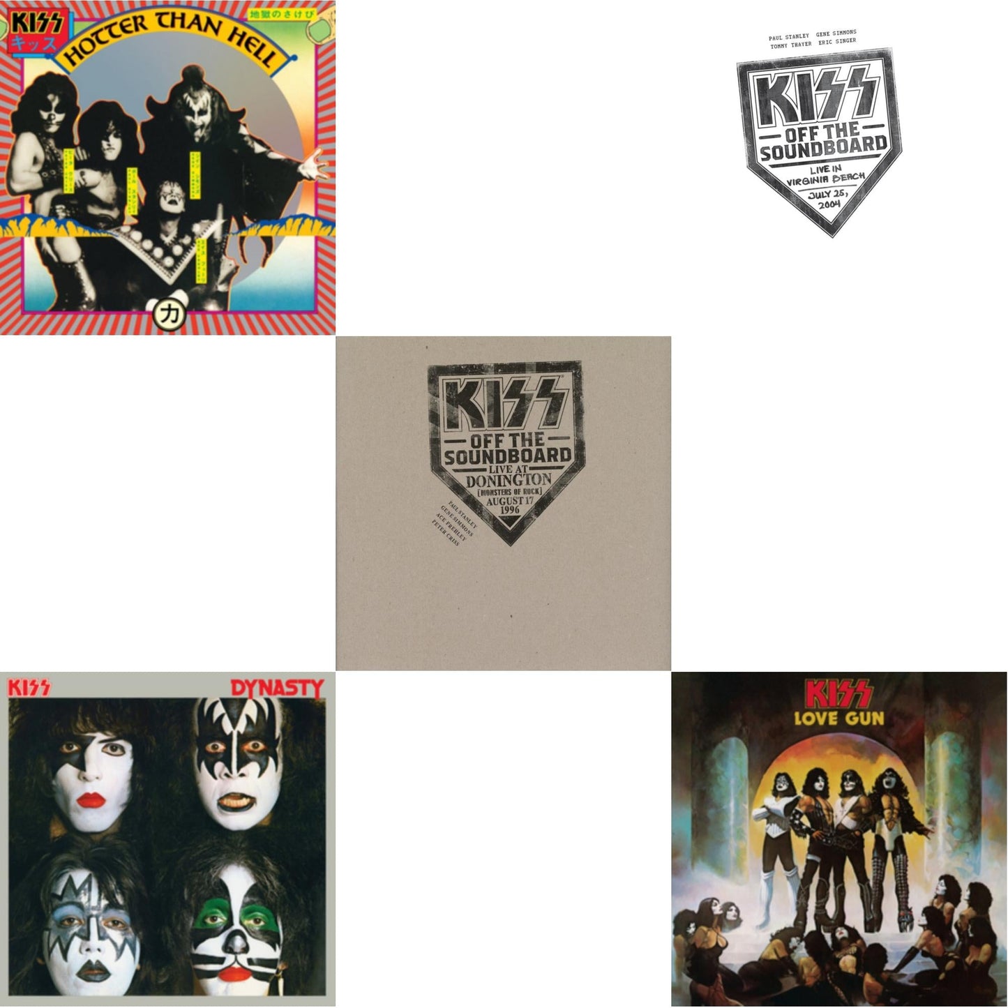Kiss - Kiss Off The Soundboard: Live In Virginia Beach (3LP) & Kiss Off The Soundboard: Donington 1996 (Live) (3LP) & Dynasty & Hotter Than Hell & Love Gun