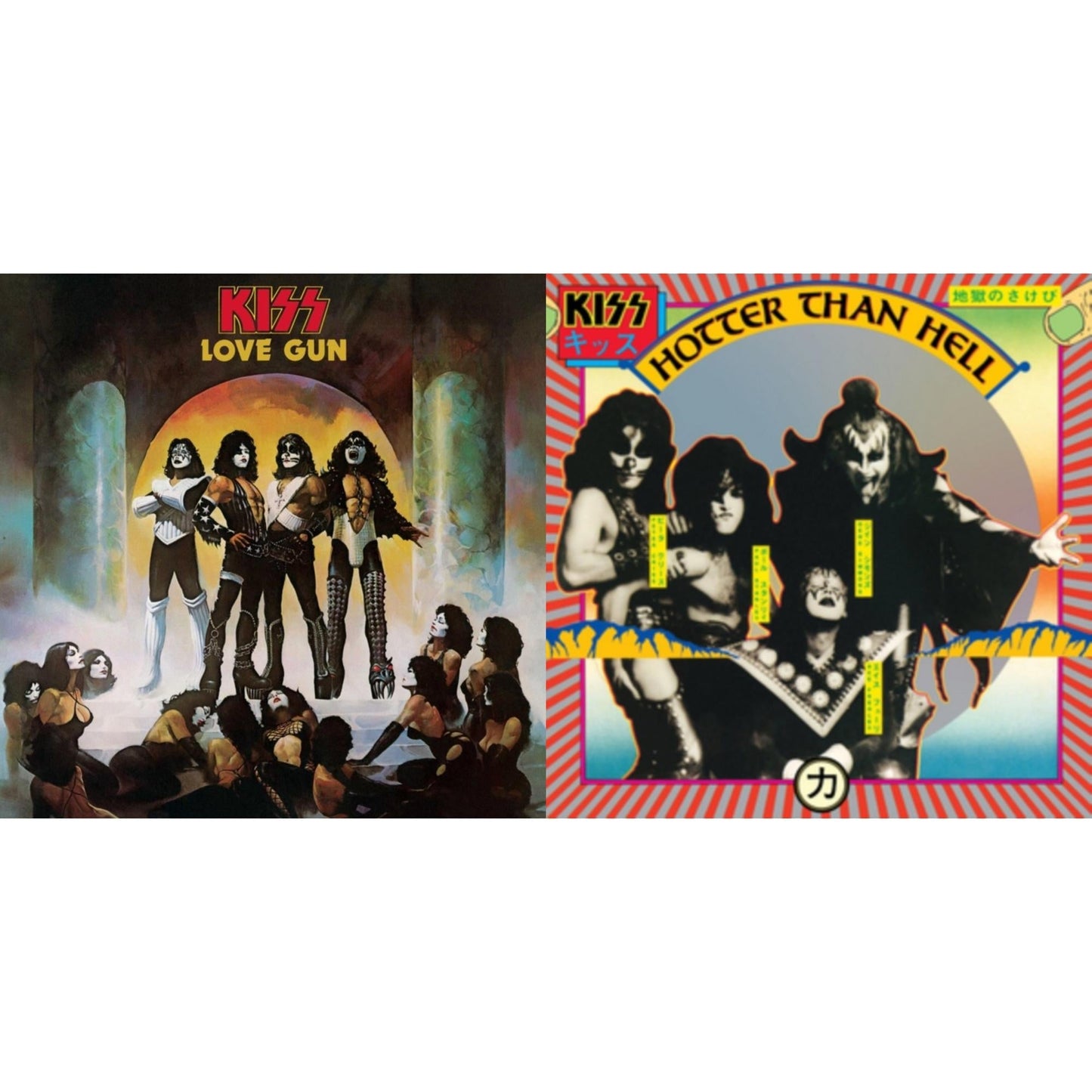 Kiss - Love Gun (Tangerine/Aqua Splatter LP Vinyl) & Hotter Than Hell