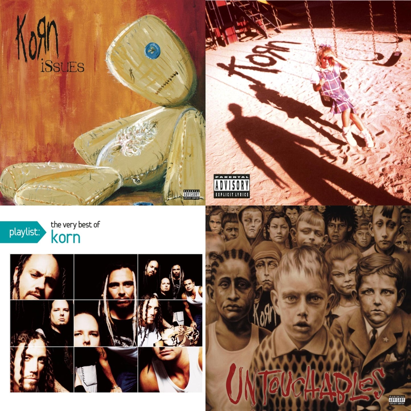 Korn - Korn (Explicit) & Issues (Explicit) & Untouchables & Playlist: Very Best Of Korn - CD Bundle