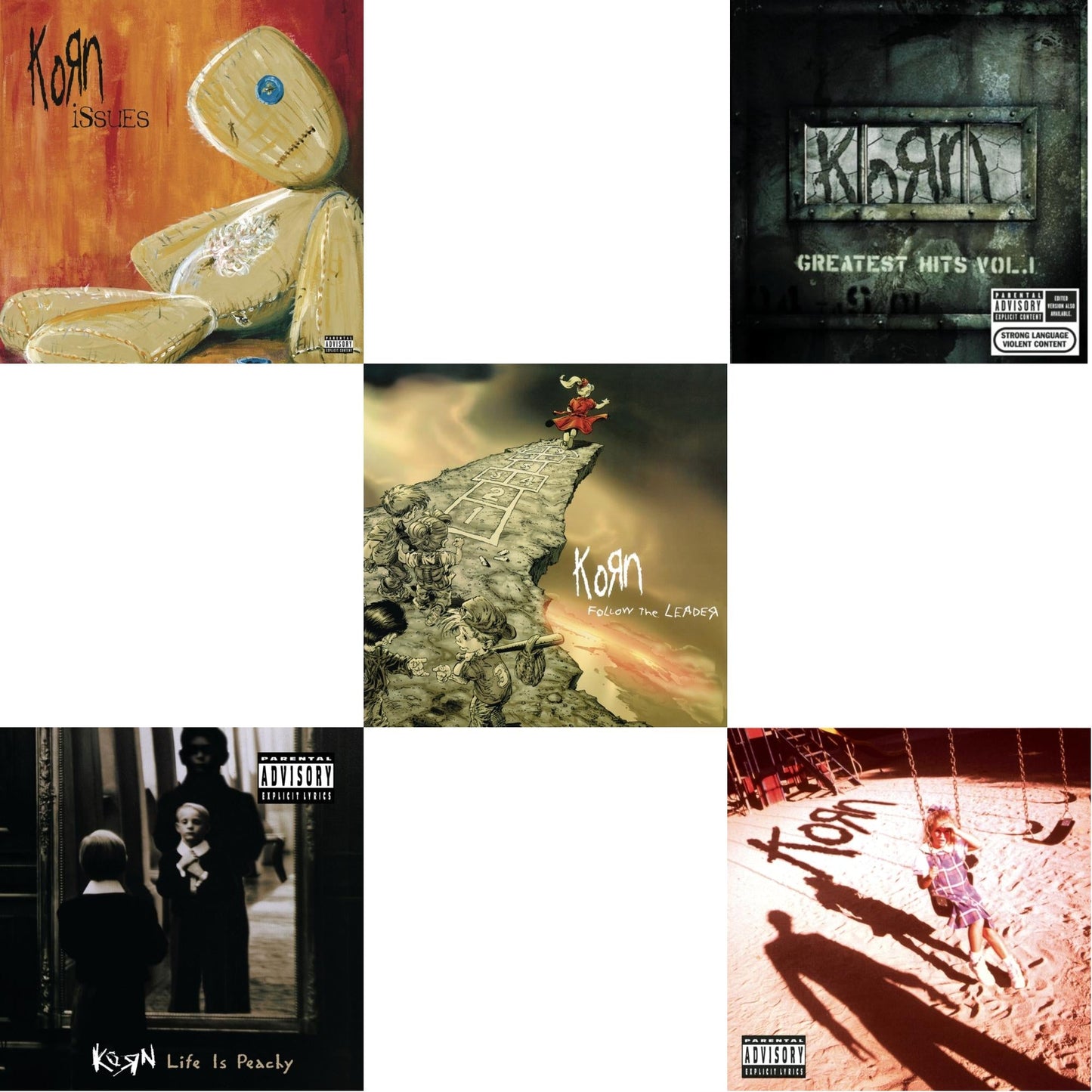 Korn - Greatest Hits Vol.1 & Life Is Peachy & Korn (Explicit) & Issues (Explicit) & Follow The Leader - CD Bundle
