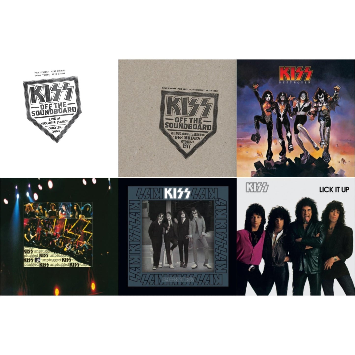 Kiss - Kiss Off The Soundboard: Live In Virginia Beach (3LP) & Kiss Off The Soundboard: Live In Des Moines (2LP) & Destroyer & Lick It Up & Dressed To Kill & Mtv Unplugged