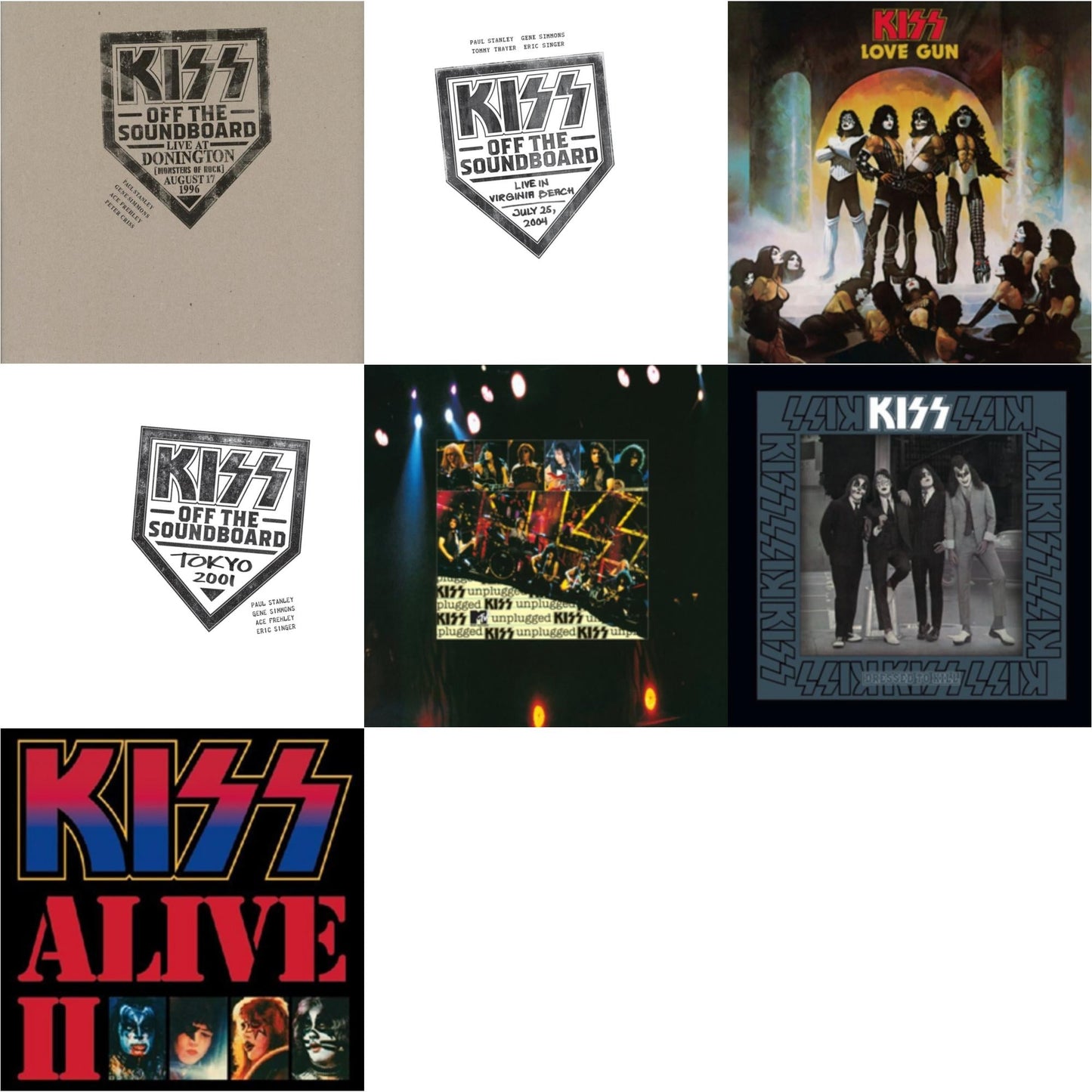 Kiss - Kiss Off The Soundboard: Tokyo 2001 (3LP) & Kiss Off The Soundboard: Live In Virginia Beach (3LP) & Kiss Off The Soundboard: Donington 1996 (Live) (3LP) & Dressed To Kill & Love Gun & Mtv Unplugged & Alive Ii