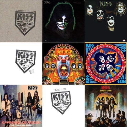 Kiss - Kiss Off The Soundboard: Tokyo 2001 (3LP) & Kiss Off The Soundboard: Live In Virginia Beach (3LP) & Kiss Off The Soundboard: Live In Des Moines (2LP) & Kiss & Psycho Circus & Carnival Of Souls & Love Gun & Rock & Roll Over & Peter Criss