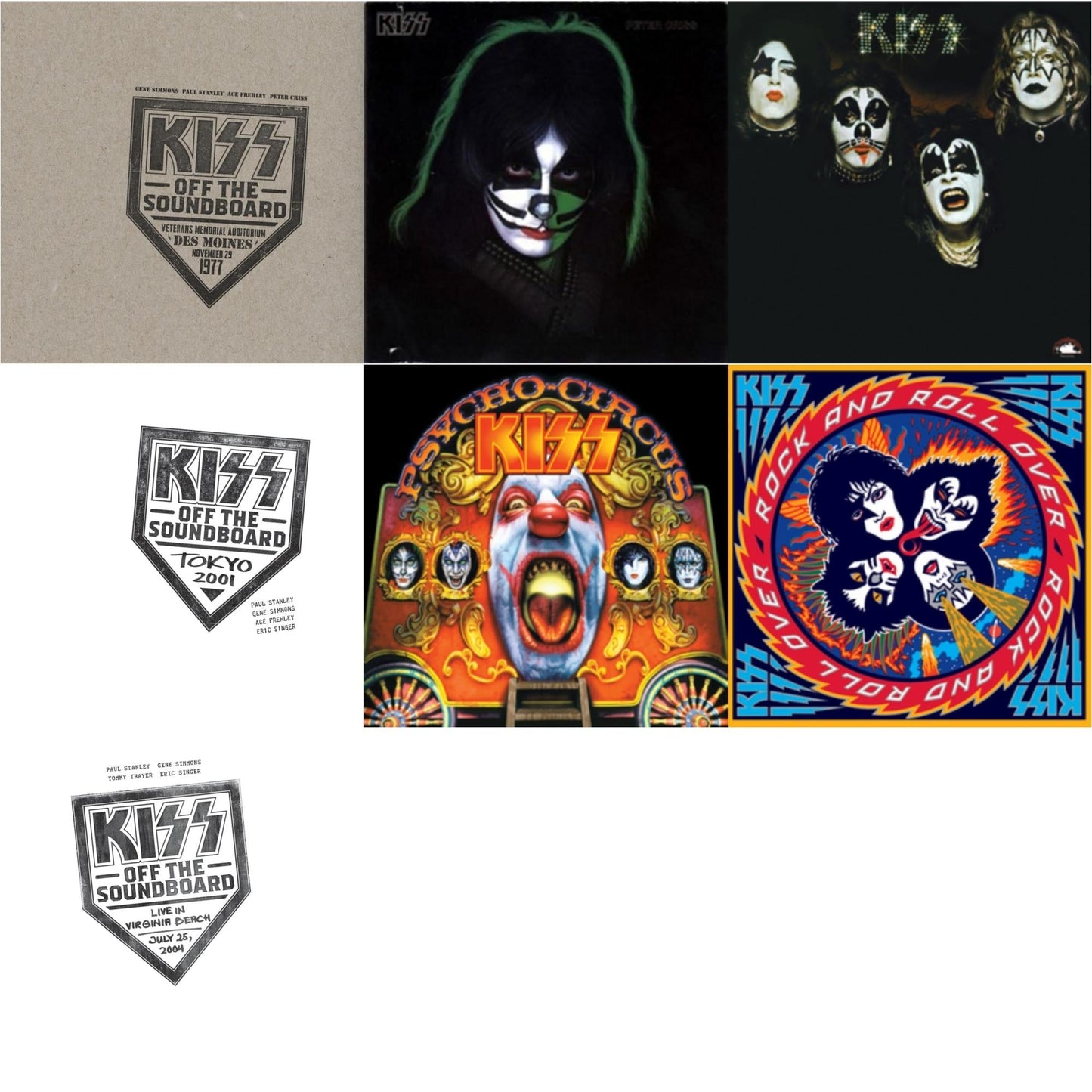 Kiss - Kiss Off The Soundboard: Tokyo 2001 (3LP) & Kiss Off The Soundboard: Live In Virginia Beach (3LP) & Kiss Off The Soundboard: Live In Des Moines (2LP) & Kiss & Psycho Circus & Rock & Roll Over & Peter Criss