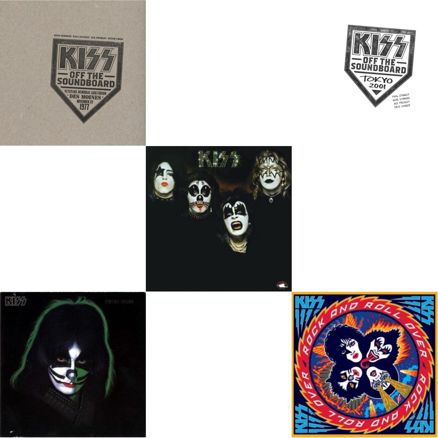 Kiss - Kiss Off The Soundboard: Tokyo 2001 (3LP) & Kiss Off The Soundboard: Live In Des Moines (2LP) & Kiss & Rock & Roll Over & Peter Criss