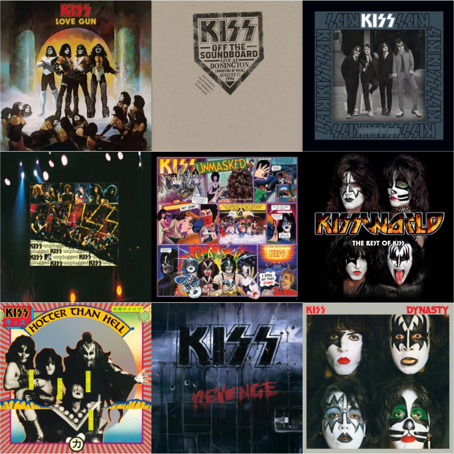 Kiss - Kiss Off The Soundboard: Donington 1996 (Live) (3LP) & Revenge & Dynasty & Hotter Than Hell & Unmasked & Dressed To Kill & Love Gun & Mtv Unplugged & Kissworld - The Best Of Kiss (2 LP)