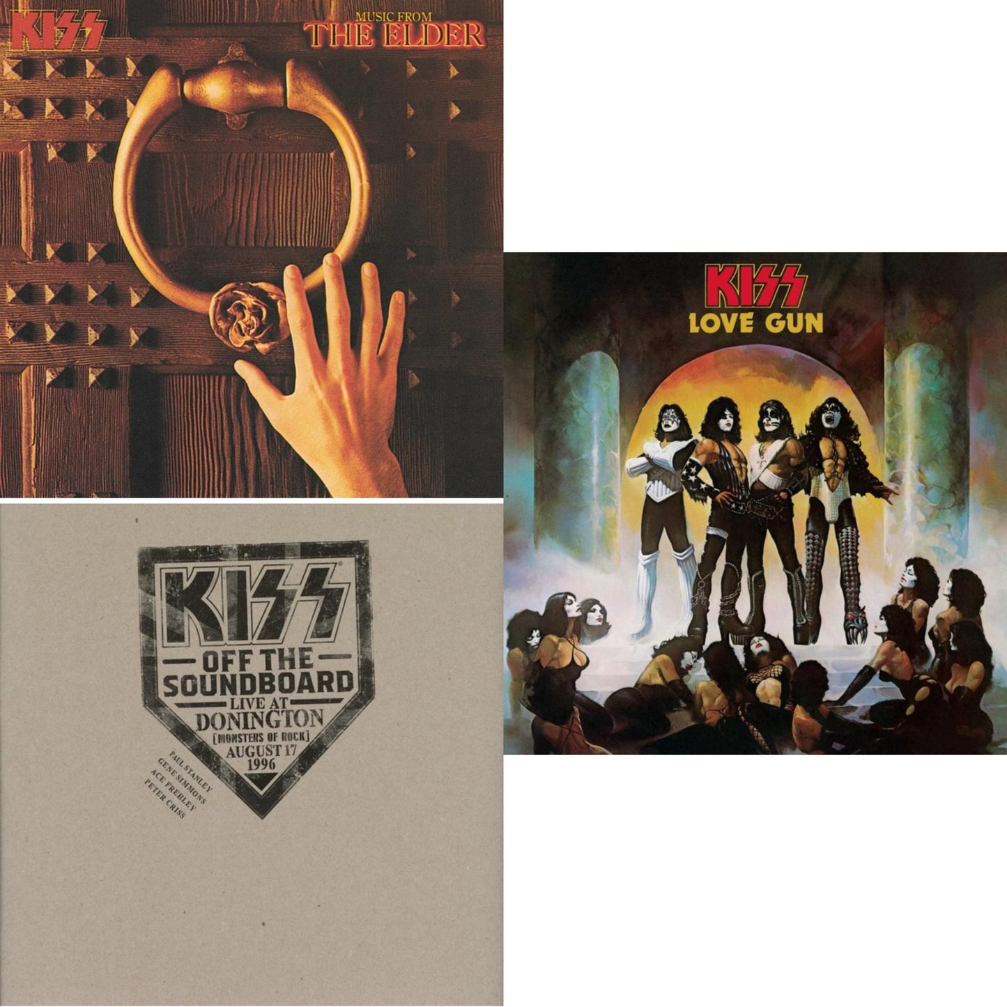 Kiss - Music From The Elder (Half-Speed Master/Clear LP Vinyl/180G) & Kiss Off The Soundboard: Donington 1996 (Live) (3LP) & Love Gun (Tangerine/Aqua Splatter LP Vinyl)