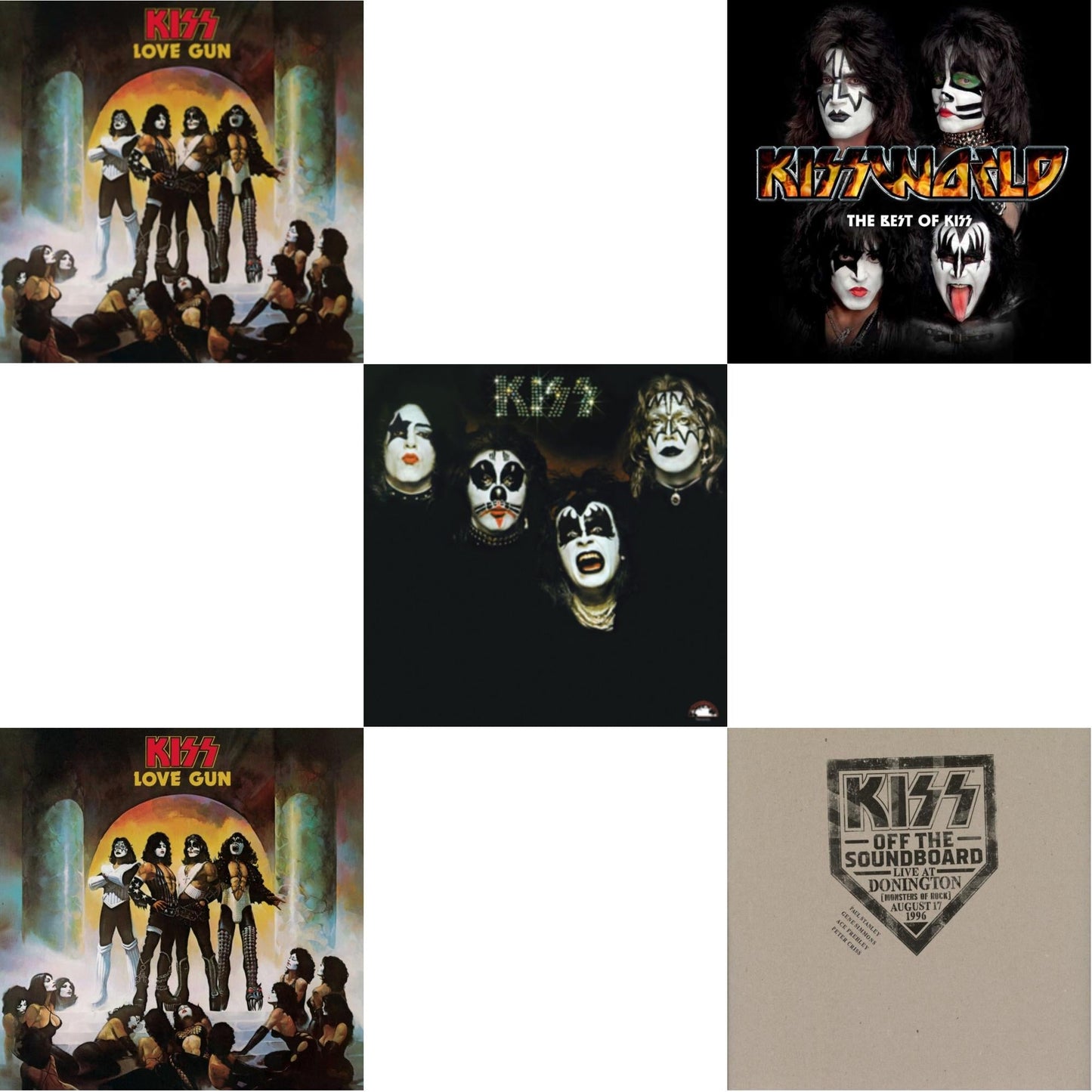 Kiss - Kiss Off The Soundboard: Donington 1996 (Live) (3LP) & Love Gun (Tangerine/Aqua Splatter LP Vinyl) & Kiss & Love Gun & Kissworld - The Best Of Kiss (2 LP)