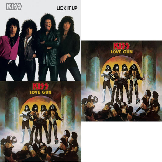 Kiss - Love Gun (Tangerine/Aqua Splatter LP Vinyl) & Lick It Up & Love Gun