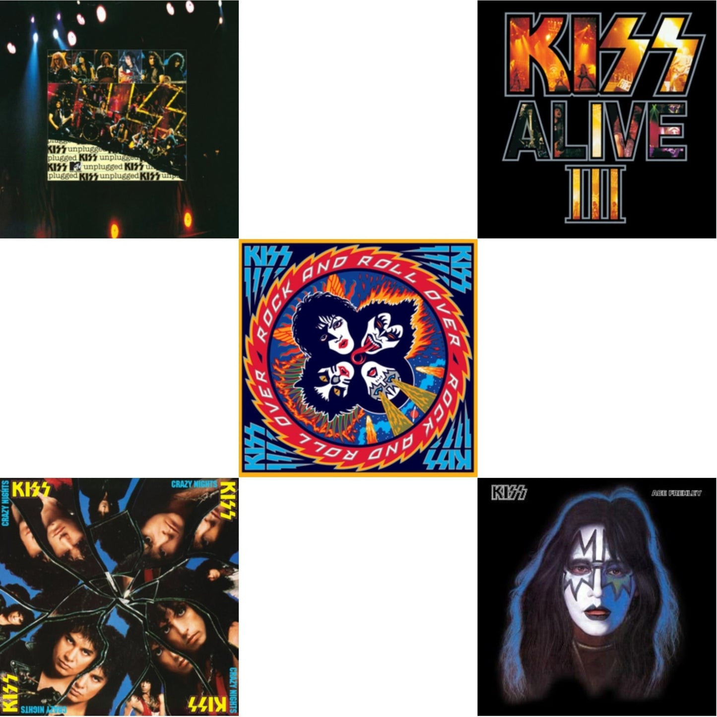 Kiss - Mtv Unplugged & Crazy Nights & Rock & Roll Over & Alive Iii & Ace Frehley - LP Vinyl Bundle