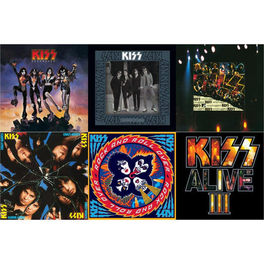 Kiss - Destroyer & Dressed To Kill & Mtv Unplugged & Crazy Nights & Rock & Roll Over & Alive Iii - LP Vinyl Bundle