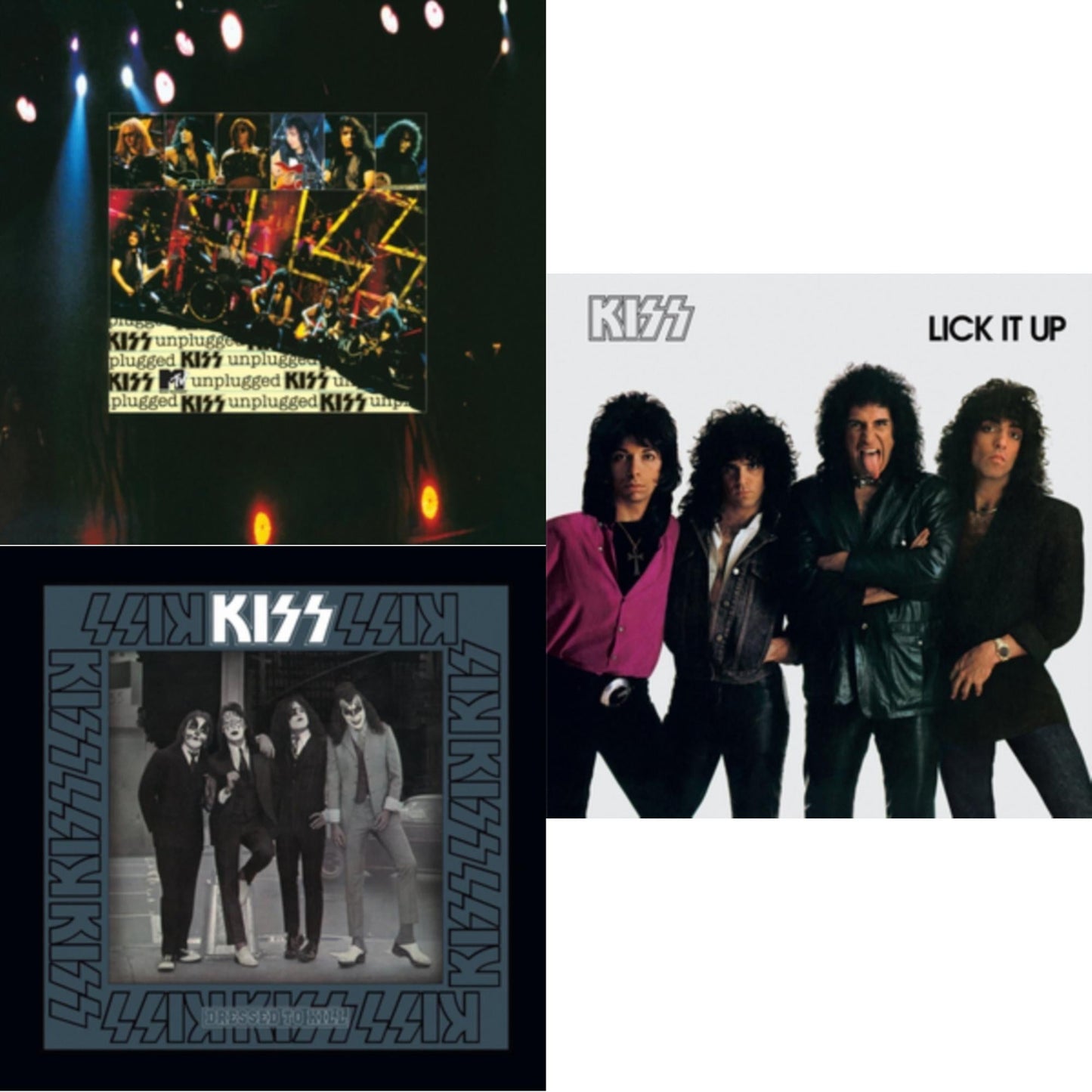 Kiss - Lick It Up & Dressed To Kill & Mtv Unplugged - LP Vinyl Bundle