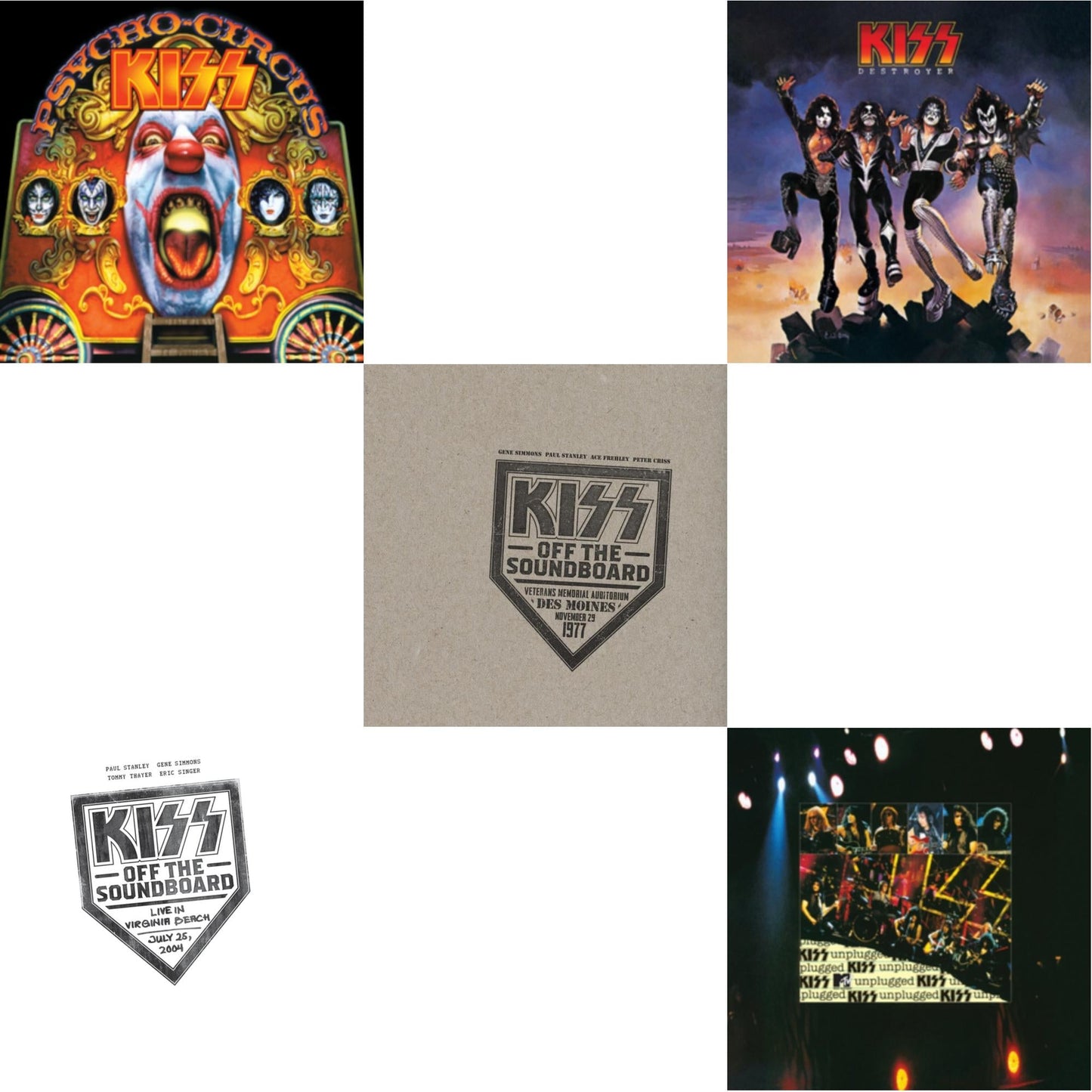Kiss - Kiss Off The Soundboard: Live In Virginia Beach (3LP) & Kiss Off The Soundboard: Live In Des Moines (2LP) & Destroyer & Psycho Circus & Mtv Unplugged