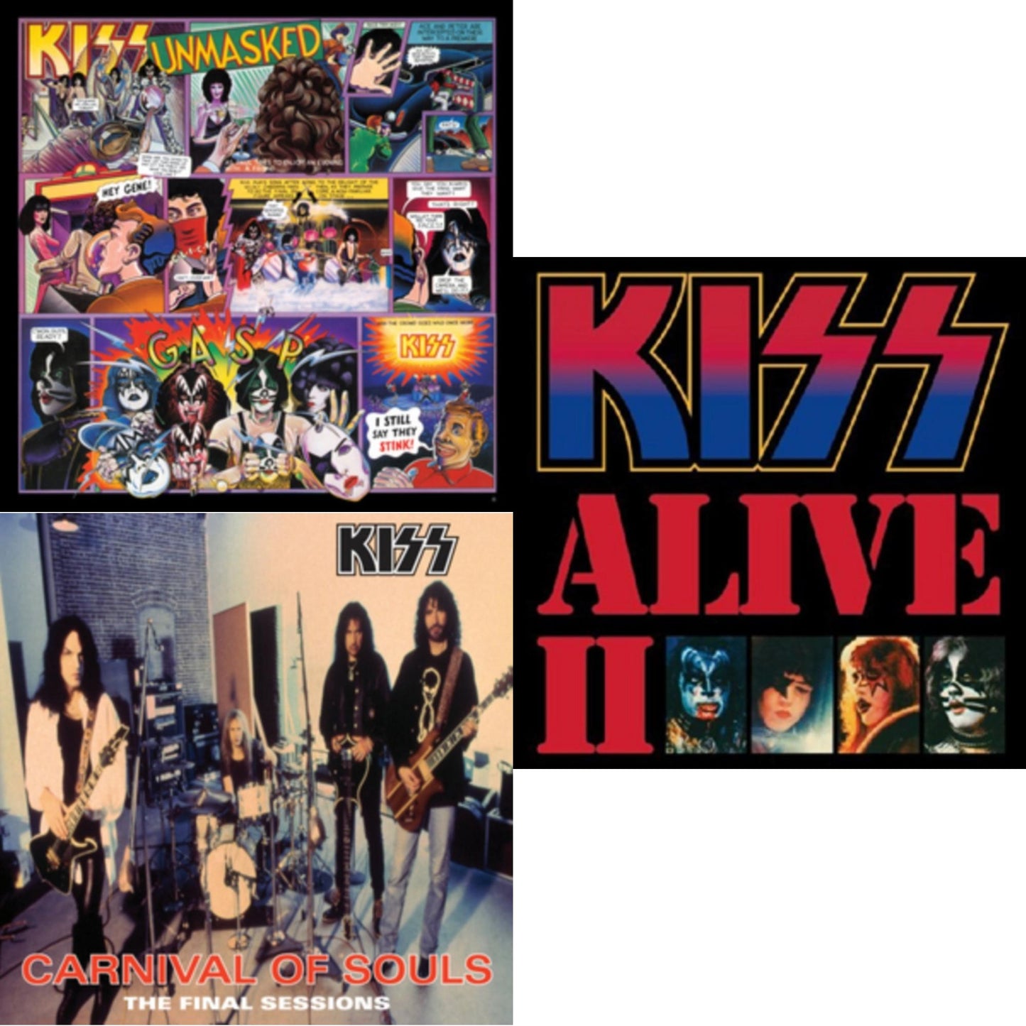 Kiss - Unmasked & Carnival Of Souls & Alive Ii - LP Vinyl Bundle
