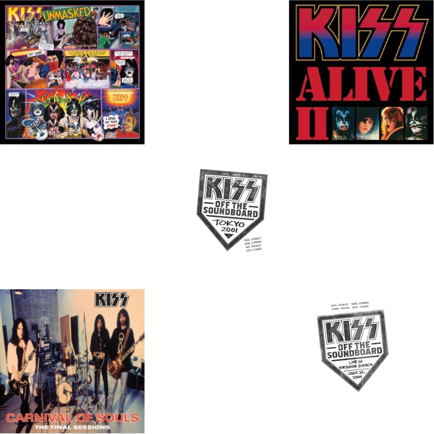 Kiss - Kiss Off The Soundboard: Tokyo 2001 (3LP) & Kiss Off The Soundboard: Live In Virginia Beach (3LP) & Unmasked & Carnival Of Souls & Alive Ii