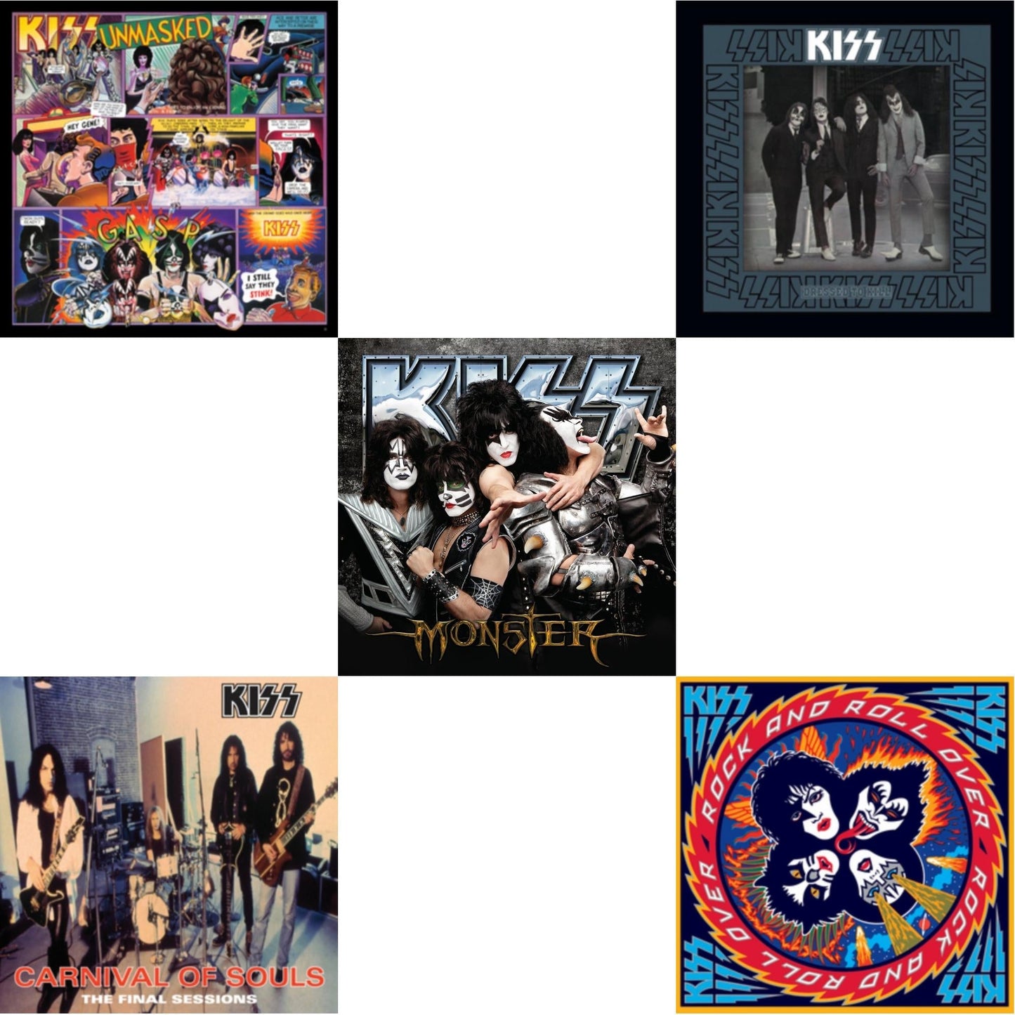 Kiss - Monster & Unmasked & Dressed To Kill & Carnival Of Souls & Rock & Roll Over - LP Vinyl Bundle
